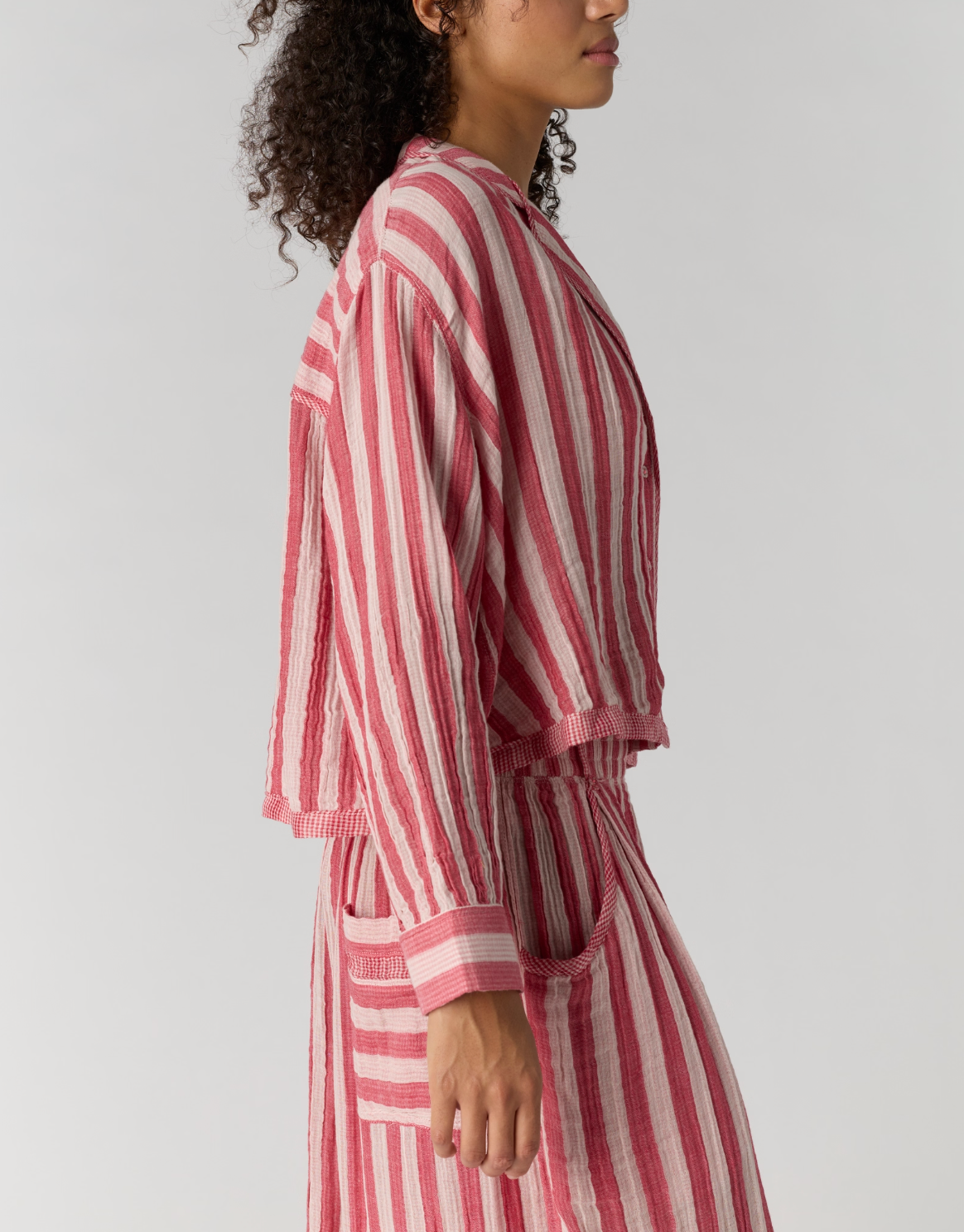 Free People - One And Done PJ Shirt - Red Combo