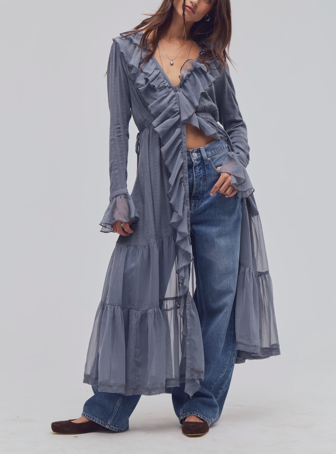 Free People Isla Midi Dress - Stone Valley