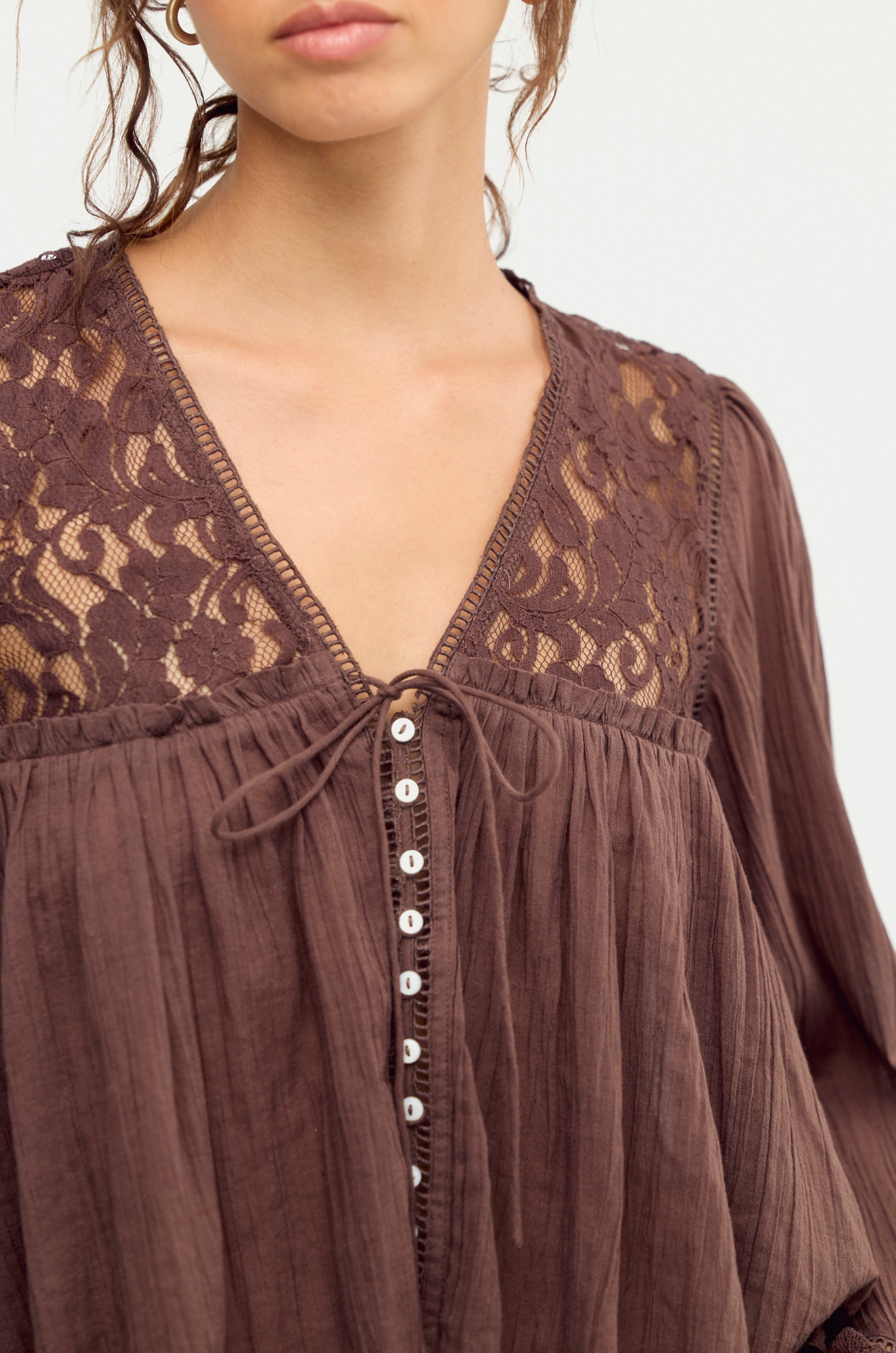 Free People - Ava Blouse - French Chocolate