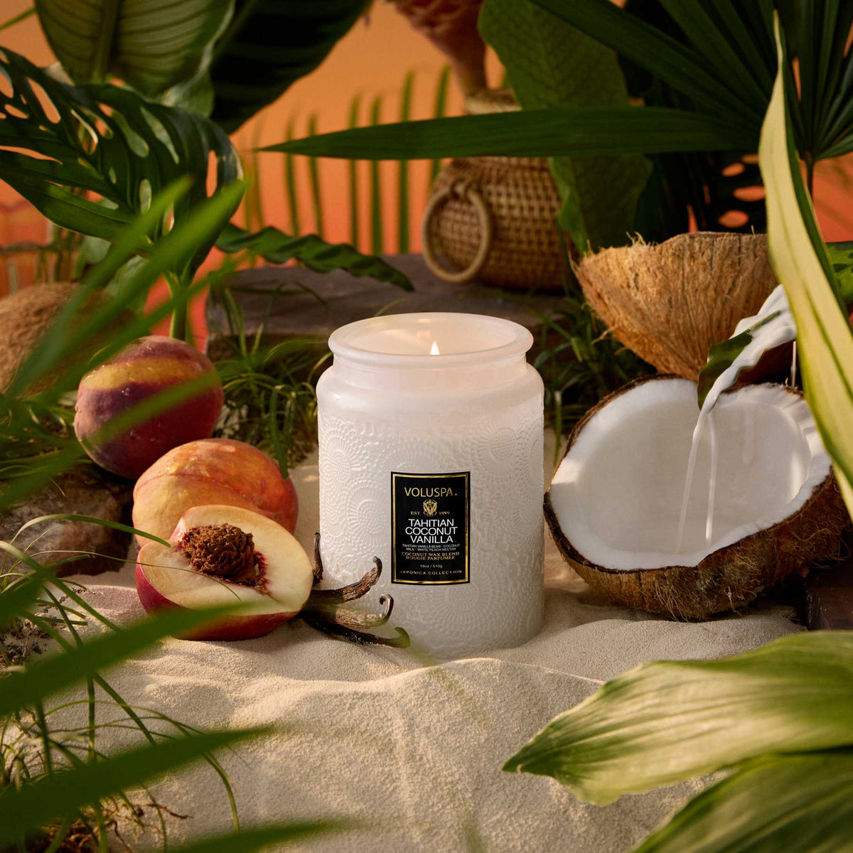 Voluspa - Large Glass Jar Candle - 18oz - Tahitian Coconut Vanilla