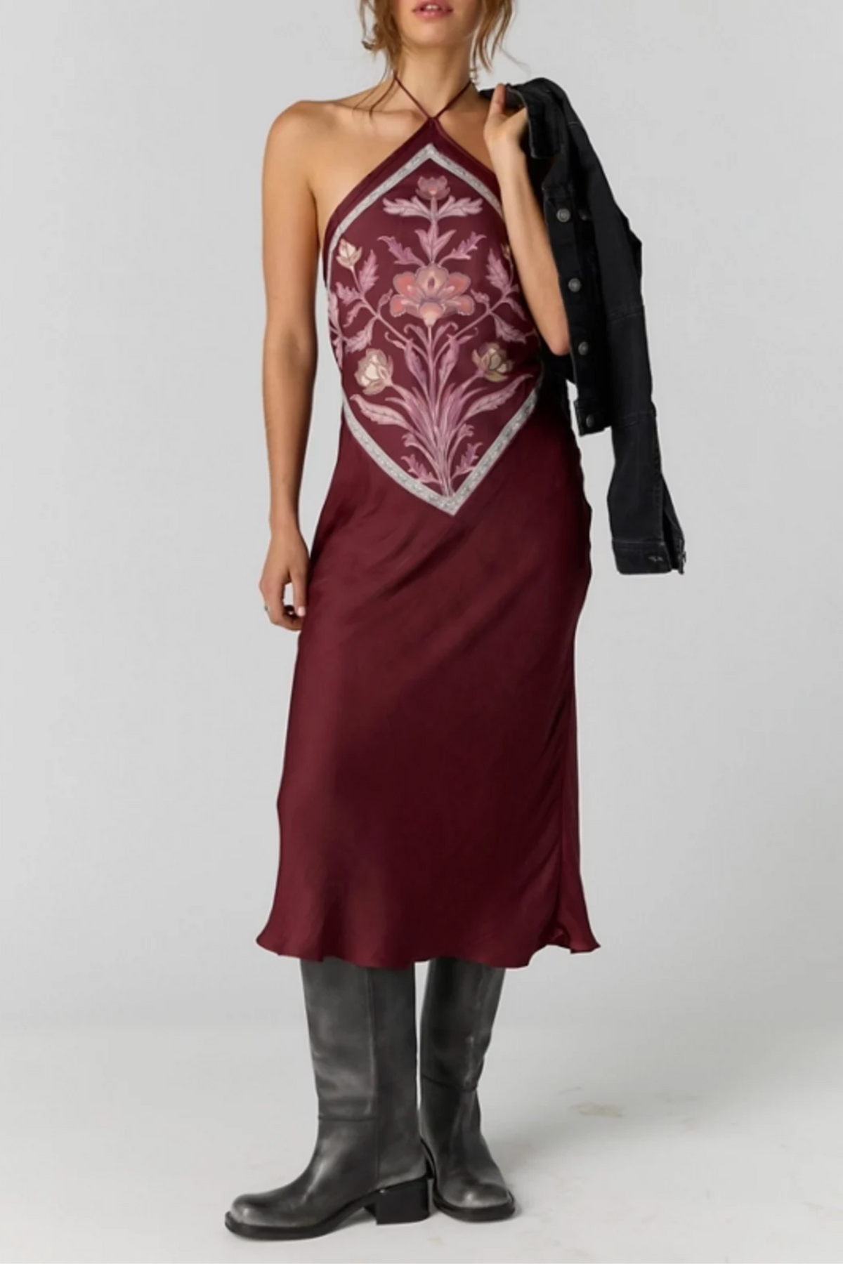 Free People Citrine Midi Dress - Cabernet Combo