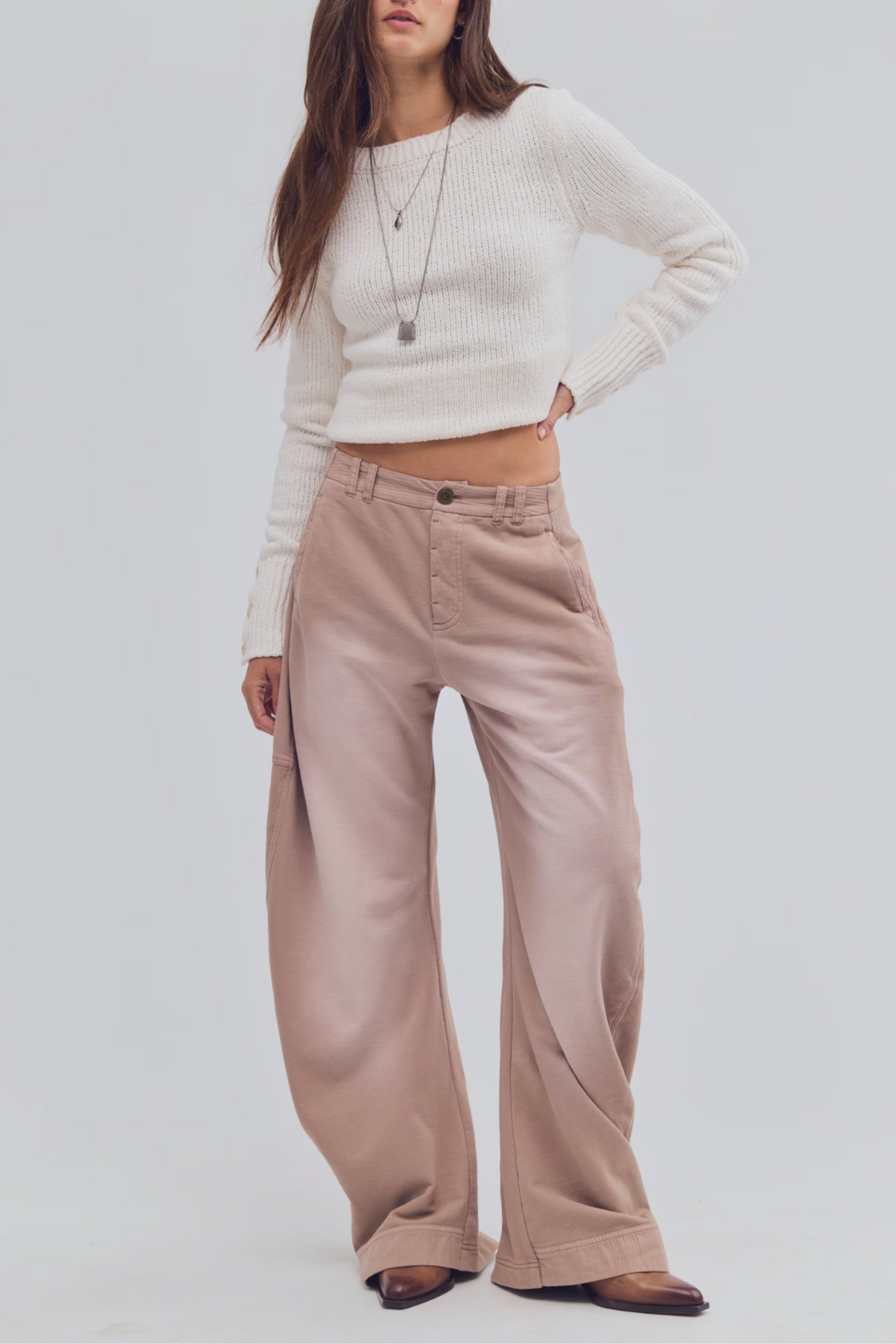 Free People Spotlight Knit Trouser - Stucco