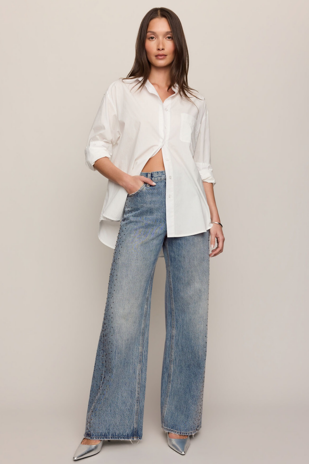 Z Supply - The Head Turner High Rise Wide Leg Jeans - Glimmer