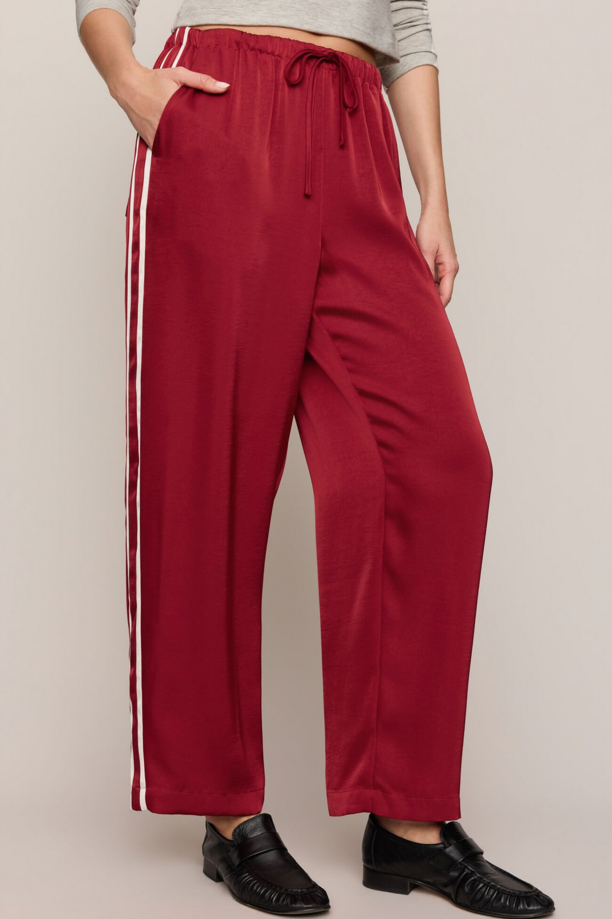 Z Supply - In Stride Satin Track Pant - Red Dahlia