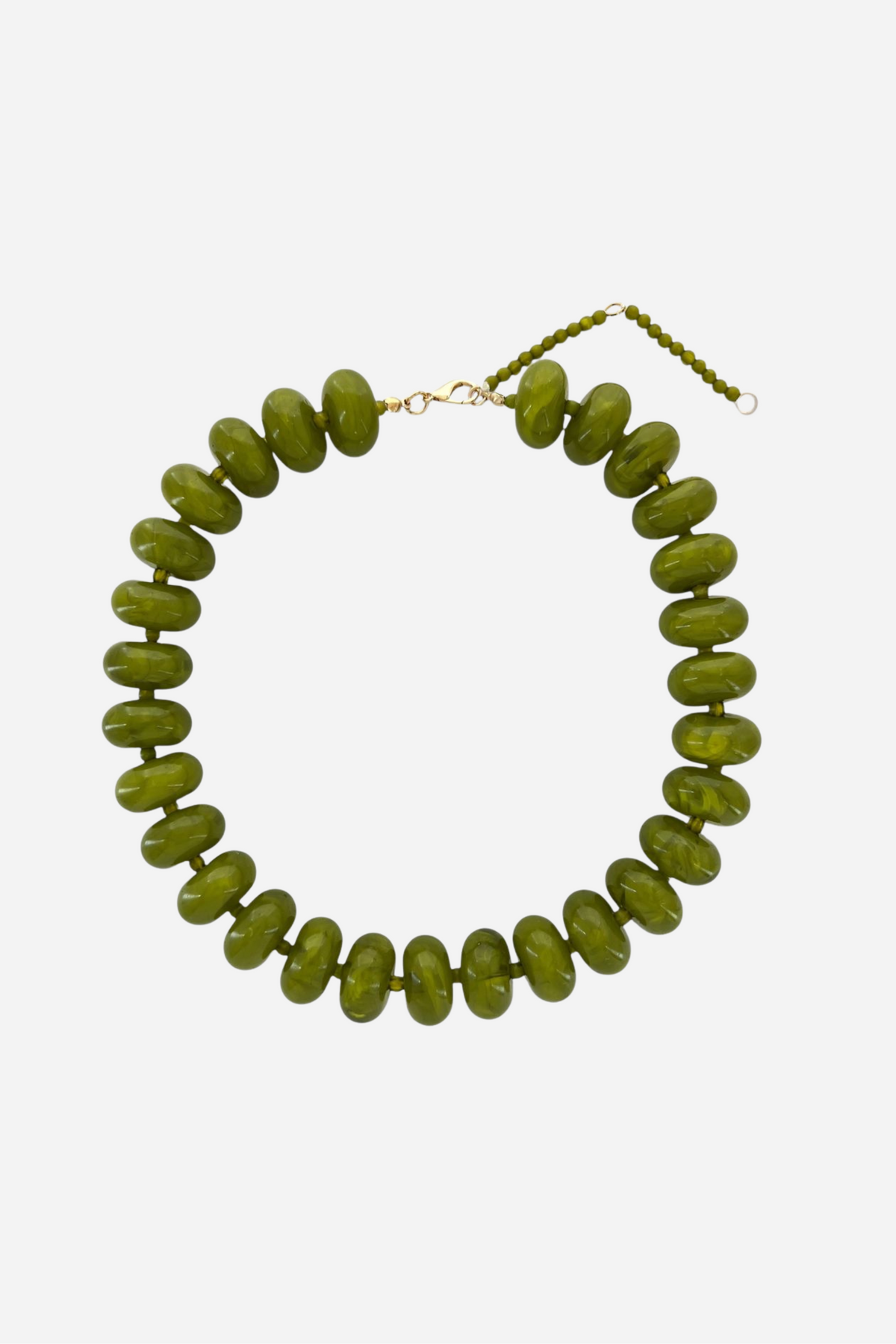 Rondelle Oversized Beaded Necklace — Olive
