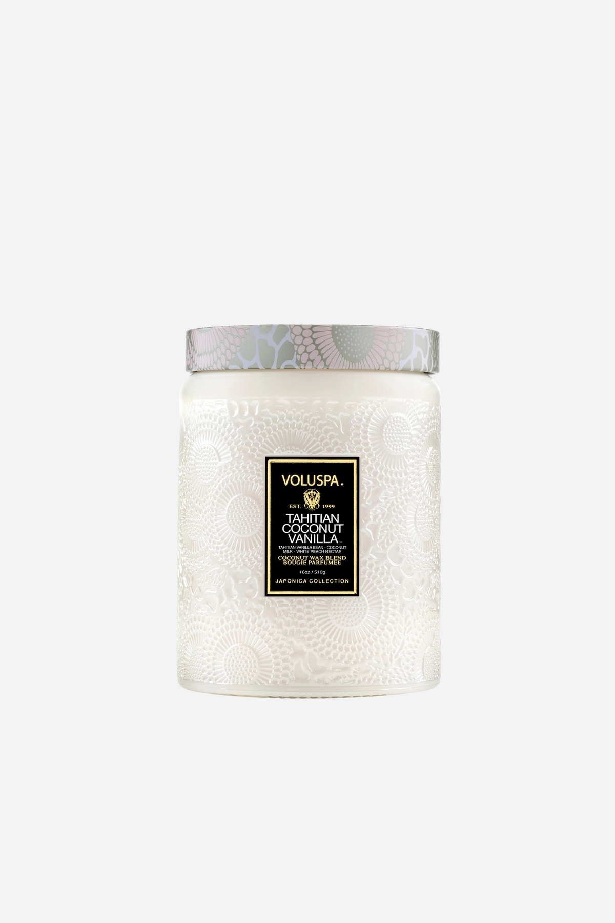 Voluspa - Large Glass Jar Candle - 18oz - Tahitian Coconut Vanilla