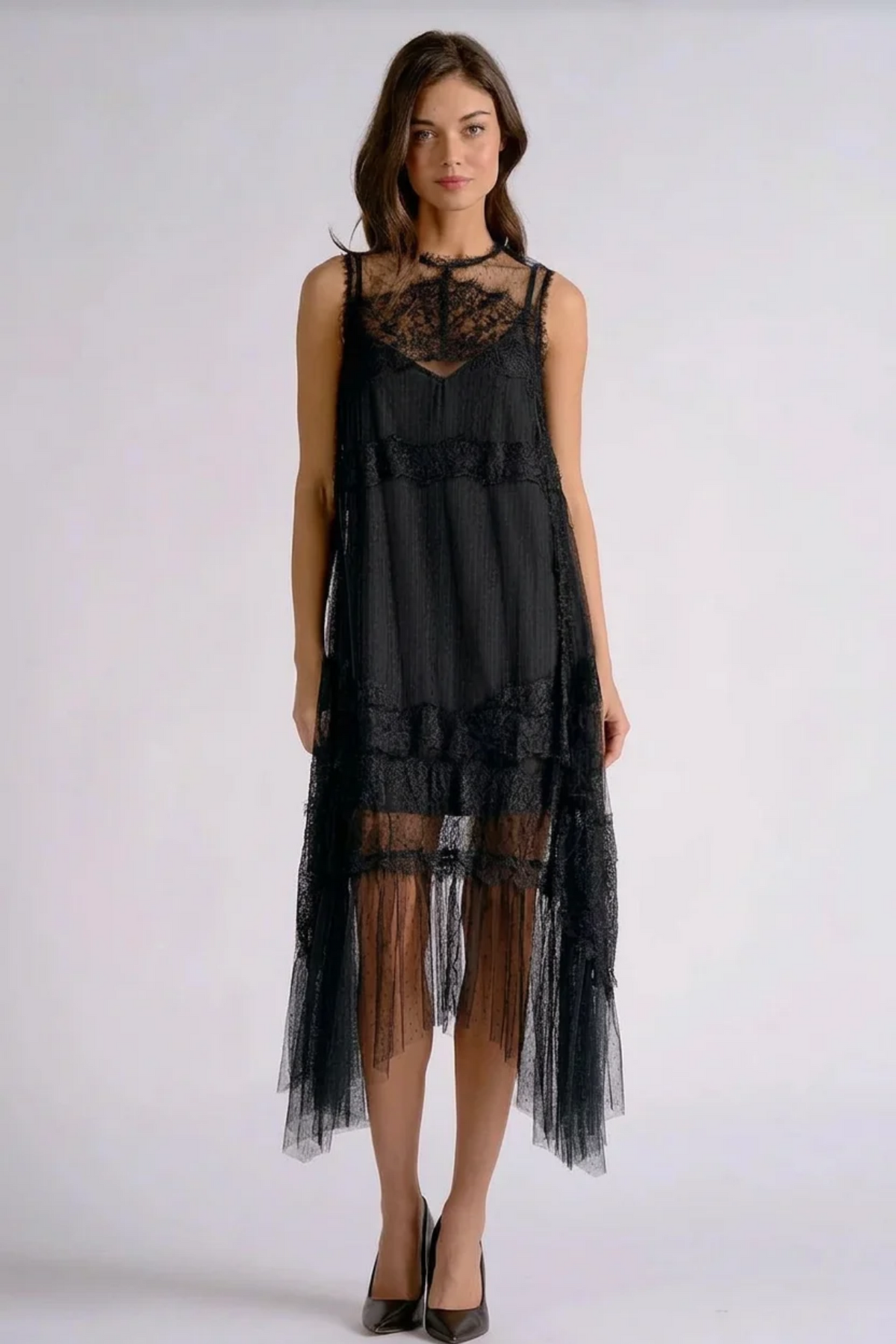 Dani Lace Midi Dress - Black
