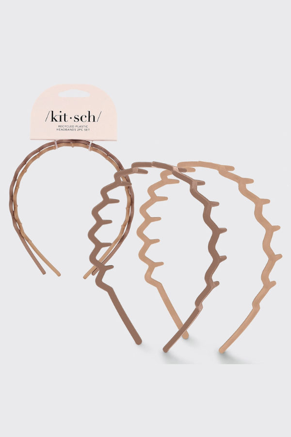 KITSCH - Recycled Plastic Zig Zag Headband 2pc - Neutral
