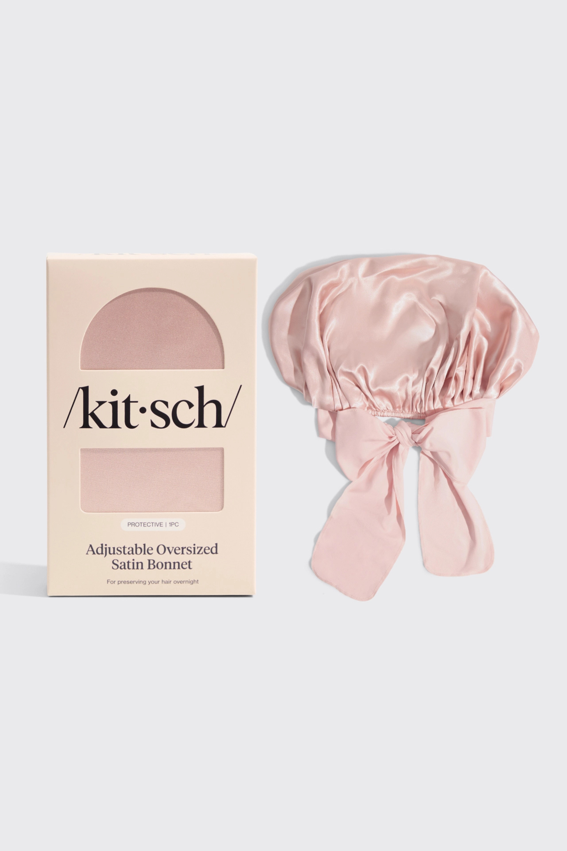 KITSCH Adjustable Oversized Satin Bonnet - Blush