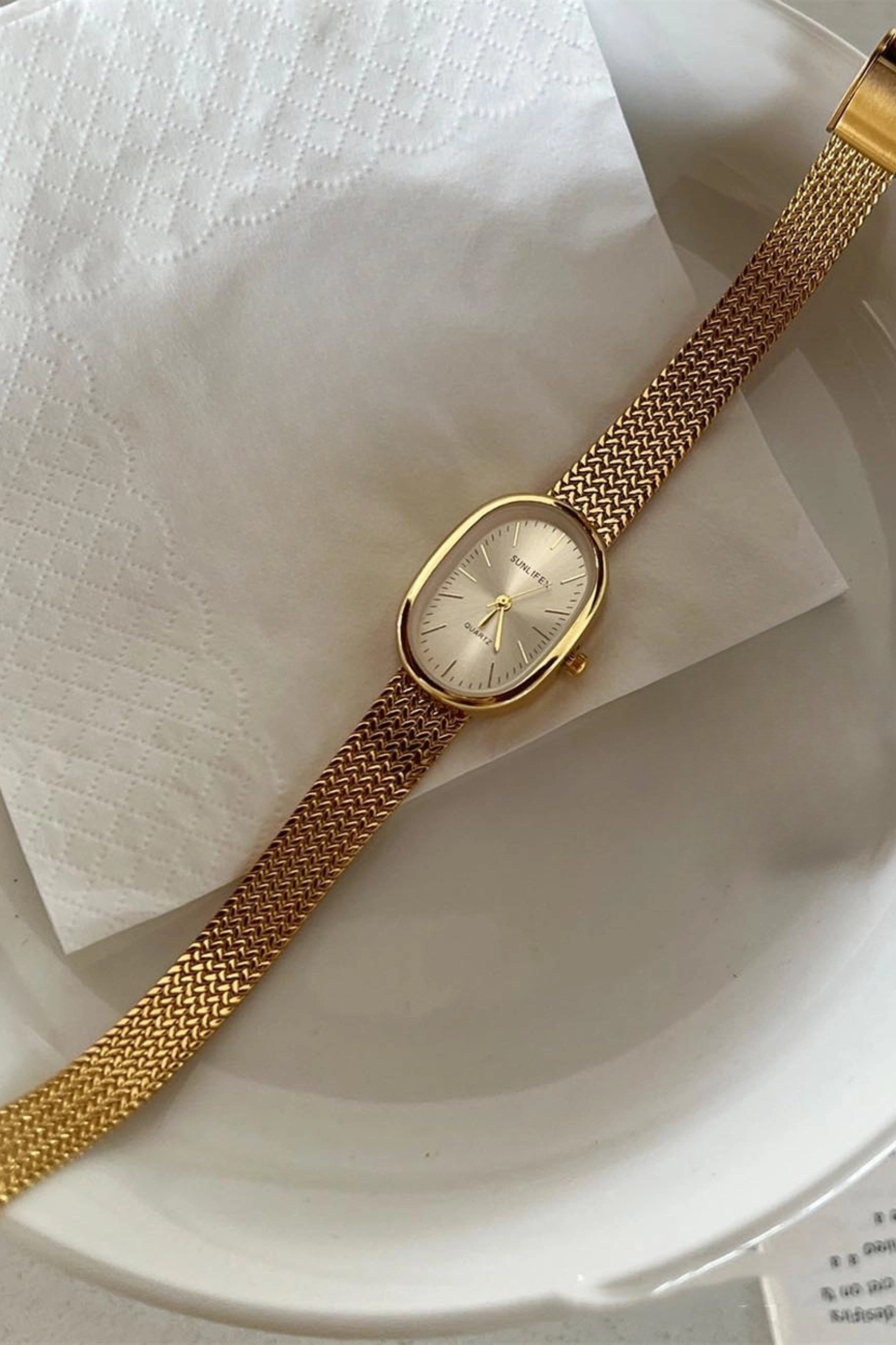 Retro Oval Dial Watch - Gold & White