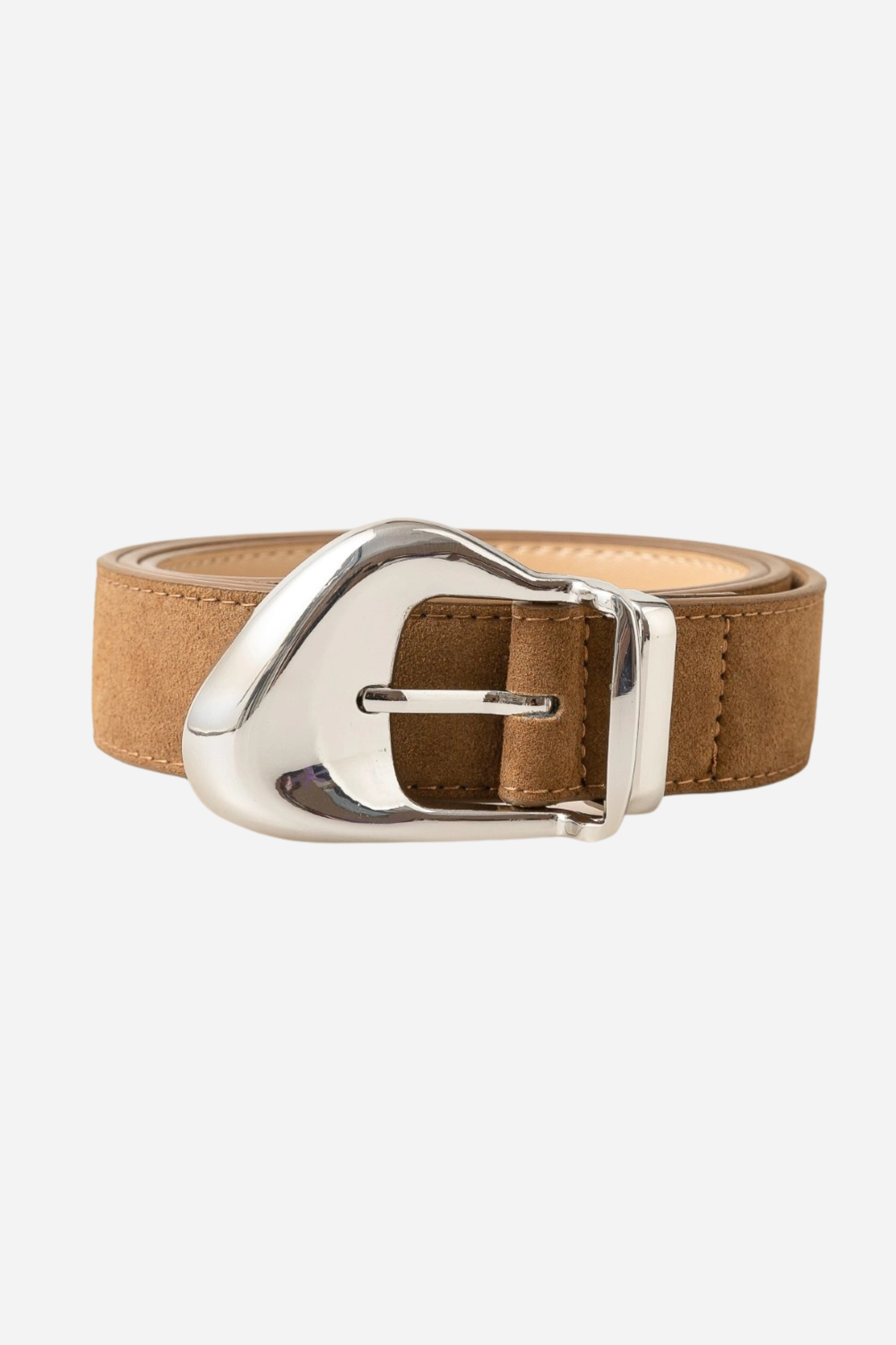 Ornate Buckle Leather Belt - Brown