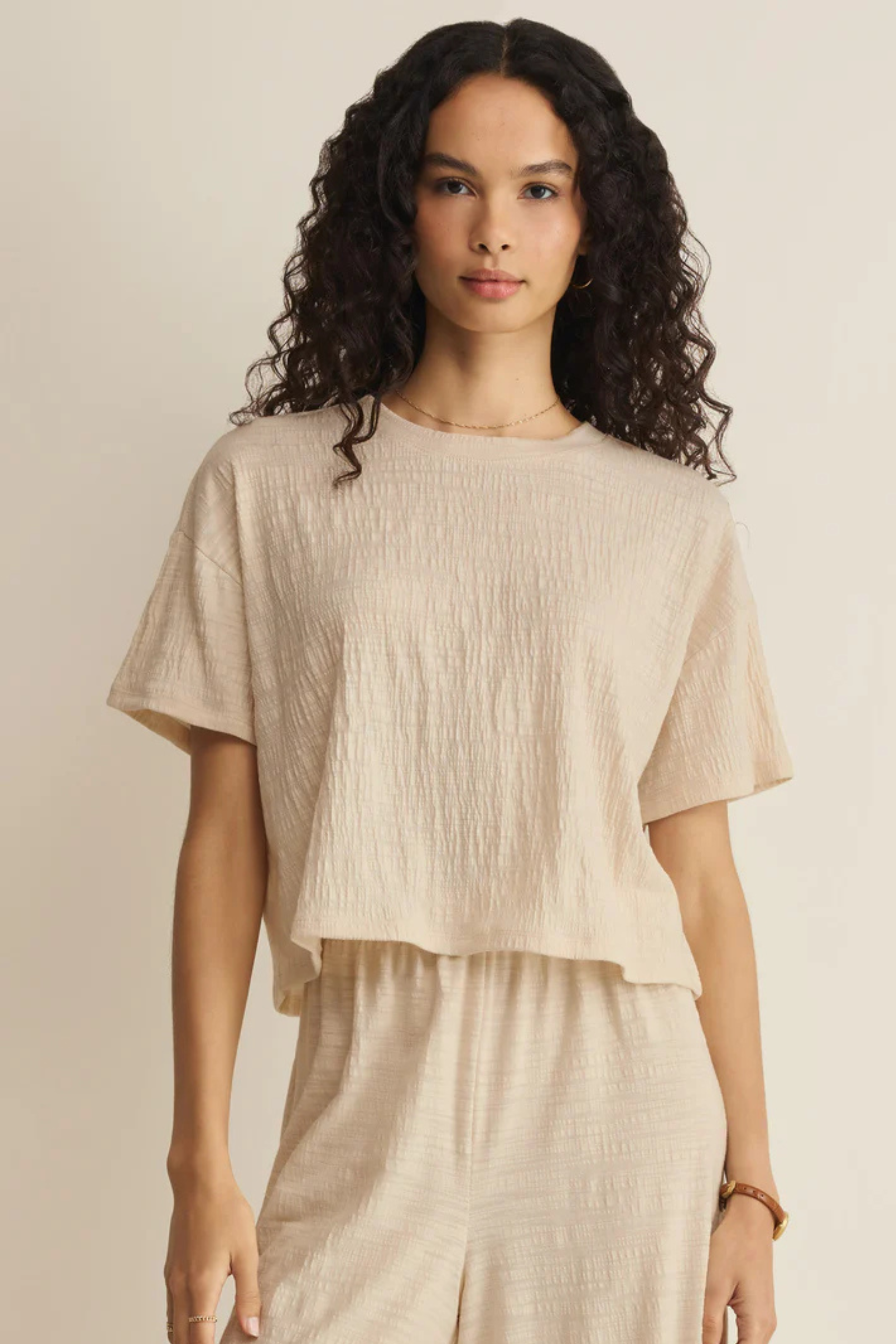 Z Supply Sway Textured Cropped Tee - Whisper White