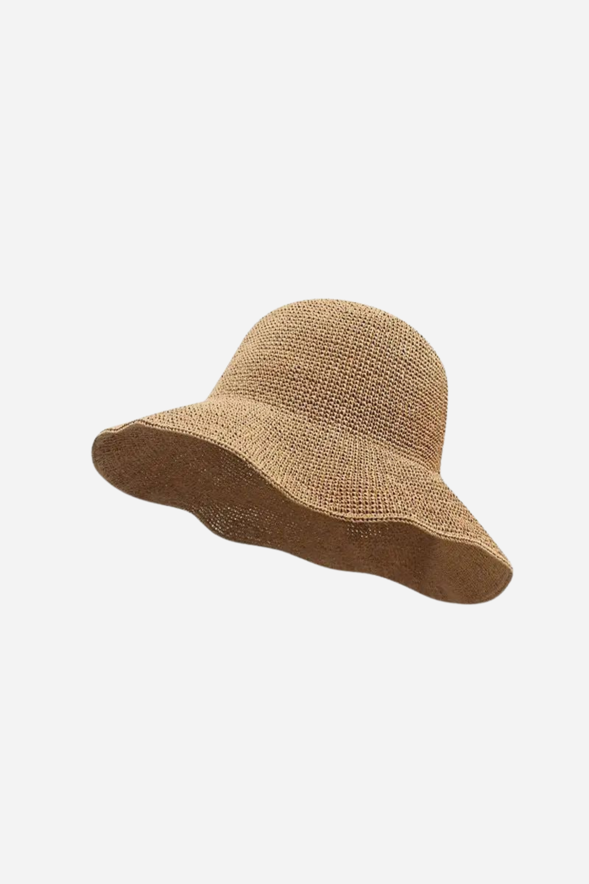 Wide Brim Handwoven Straw Bucket Hat - Khaki