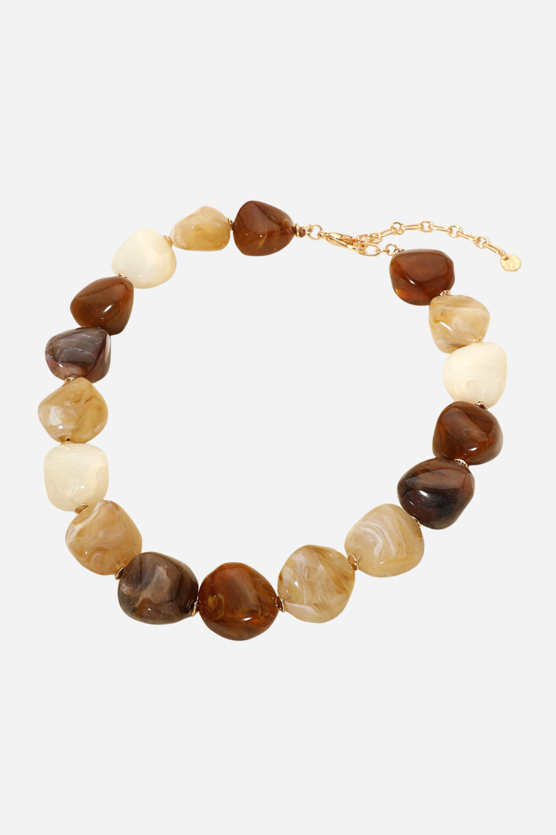 Chunky Pebble Beaded Necklace - Brown
