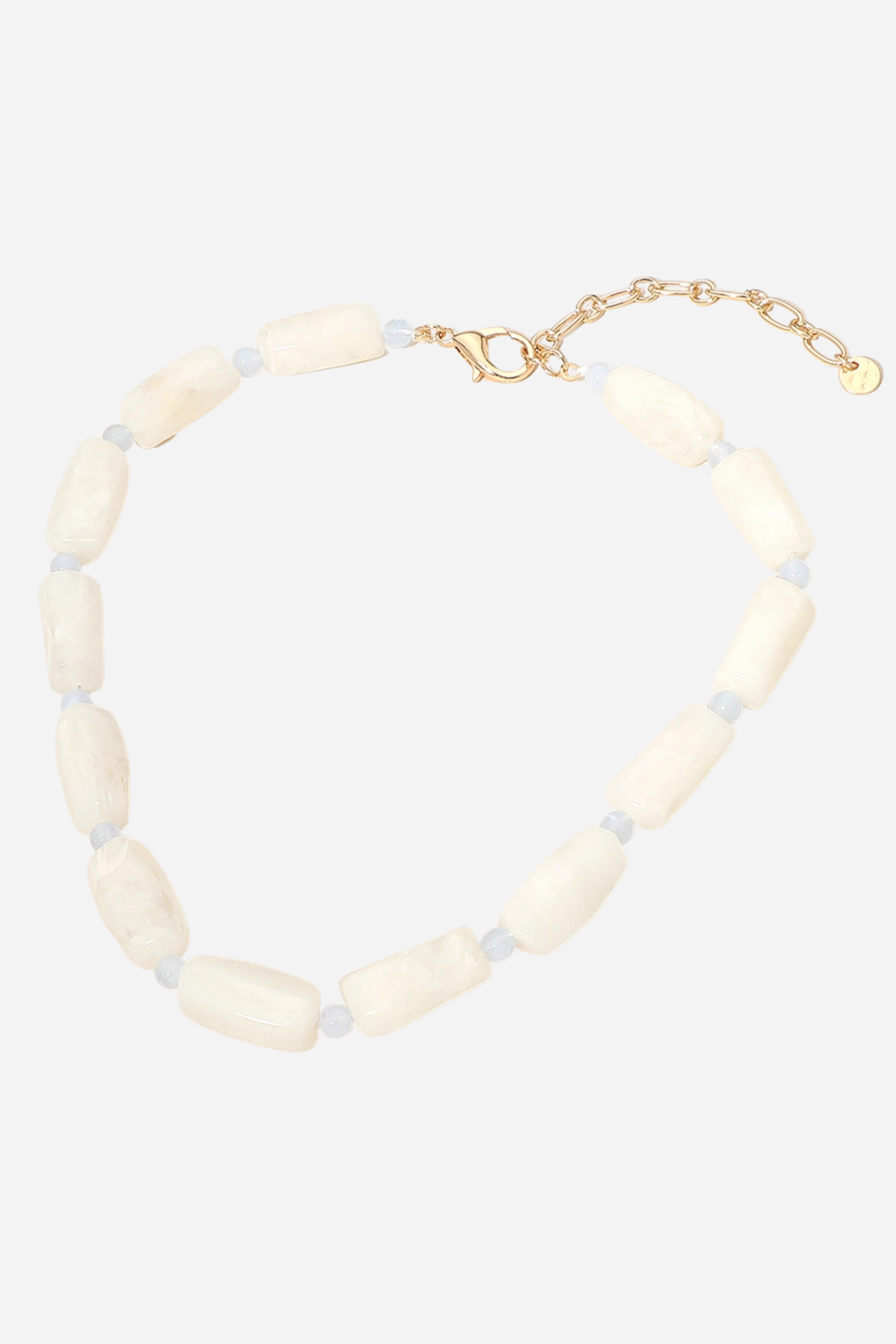 Rectangular Beaded Statement Necklace - Ivory