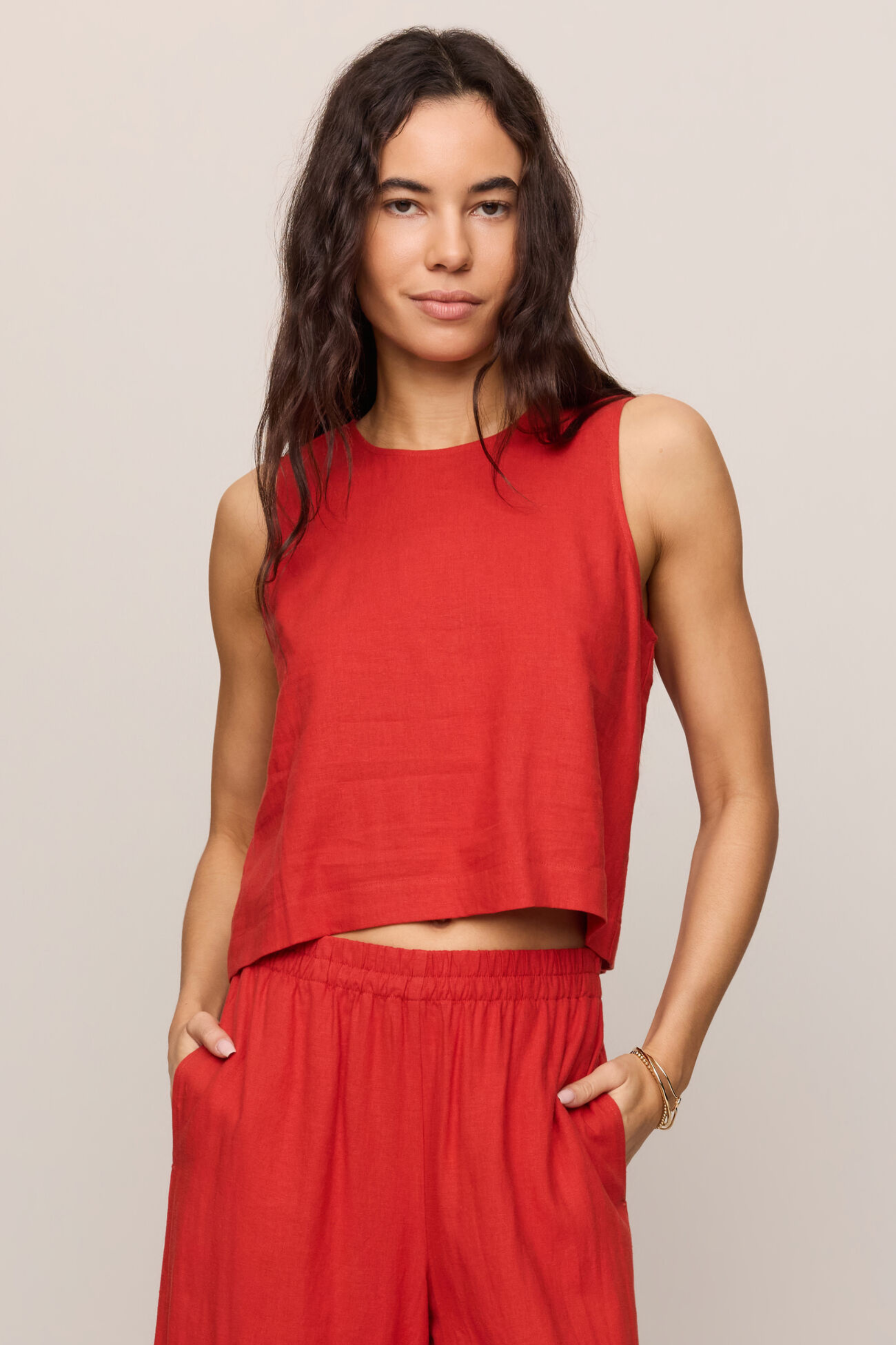 Z Supply Sloane Linen Top - Chili Pepper