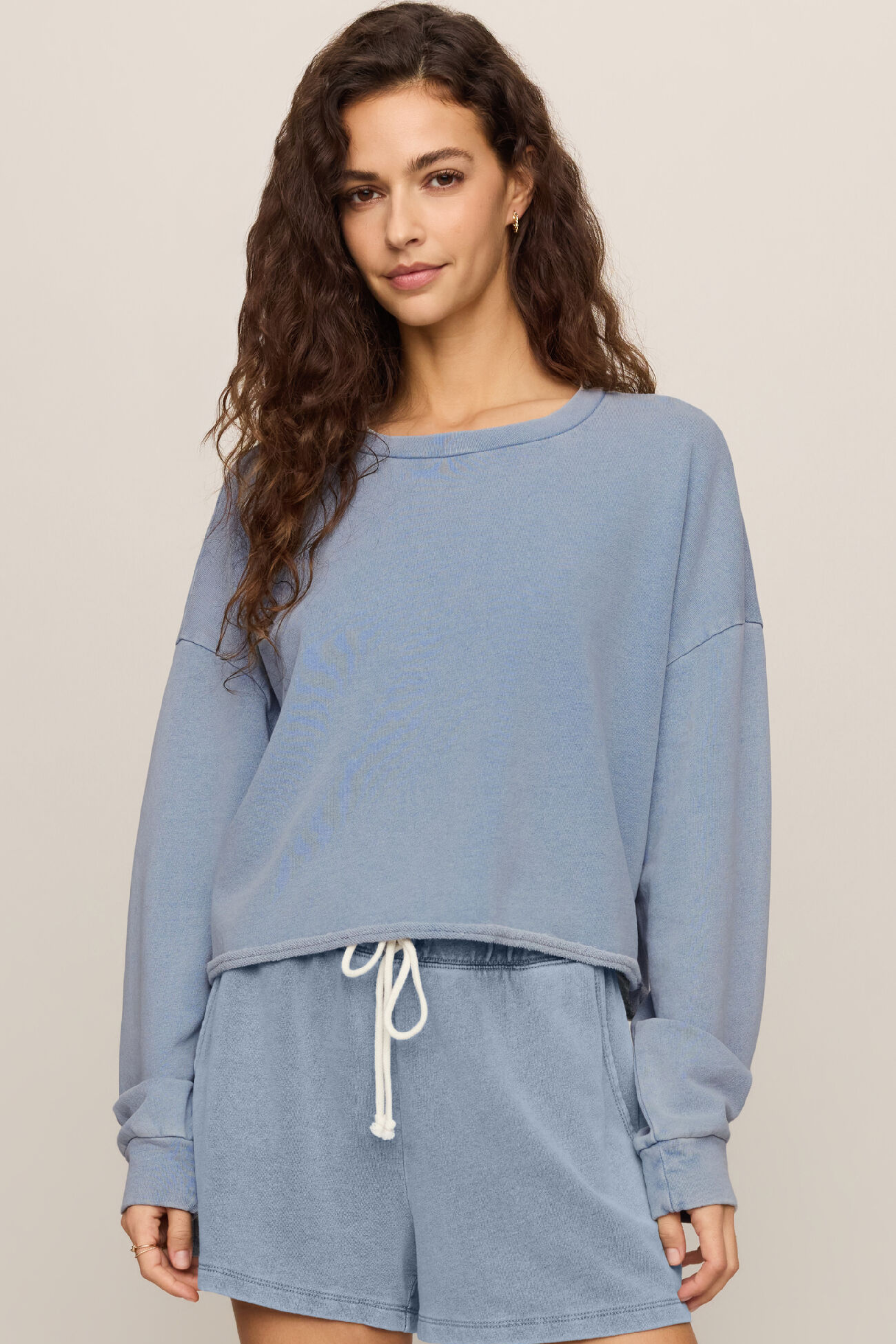 Z Supply Circuit Knit Denim Sweatshirt - Ocean Air Indigo