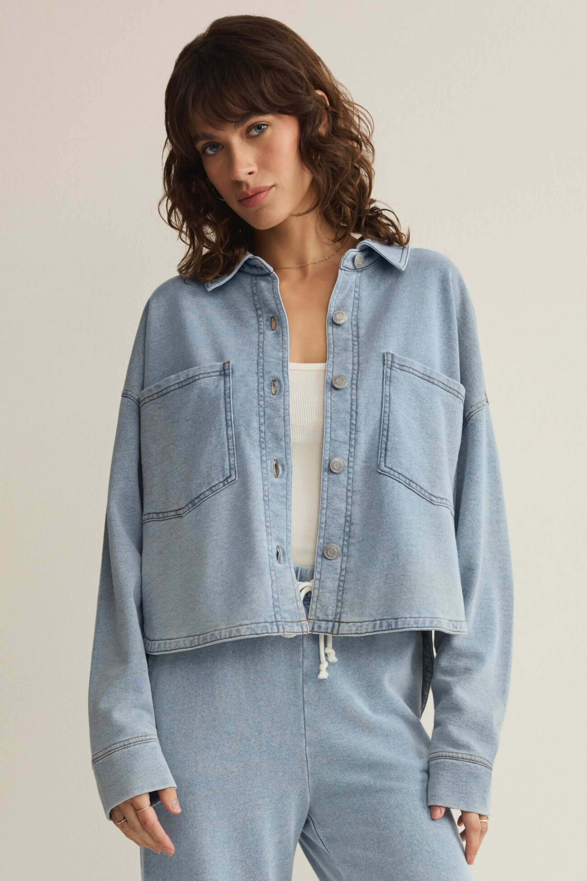 Z Supply All Day Cropped Knit Jacket - Ocean Air Indigo