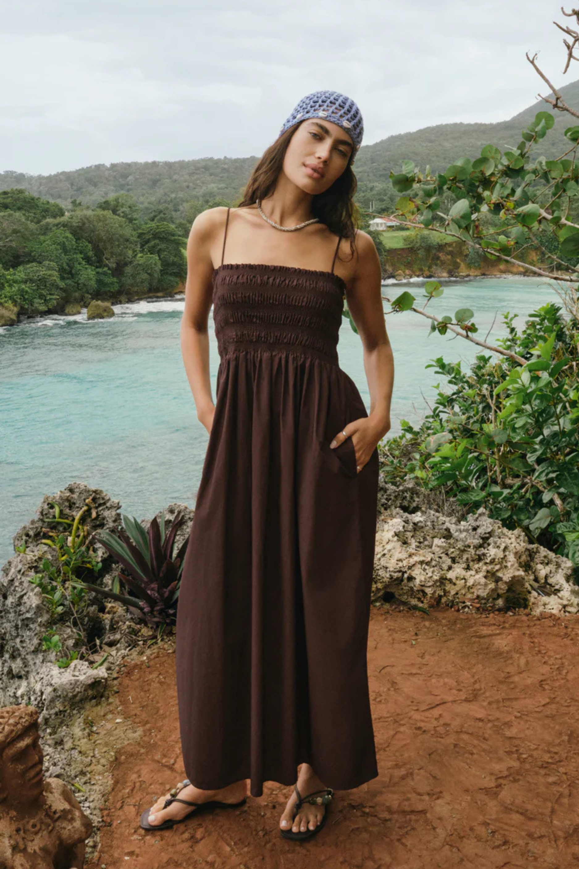 Z Supply Cornelia Poplin Maxi Dress - Chocolate Cherry