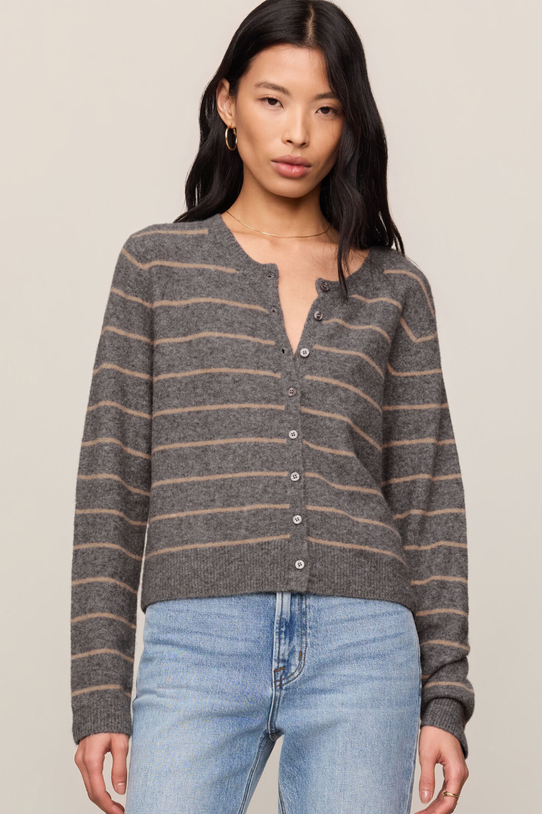 Z Supply - Medina Stripe Cardigan - Charcoal Heather