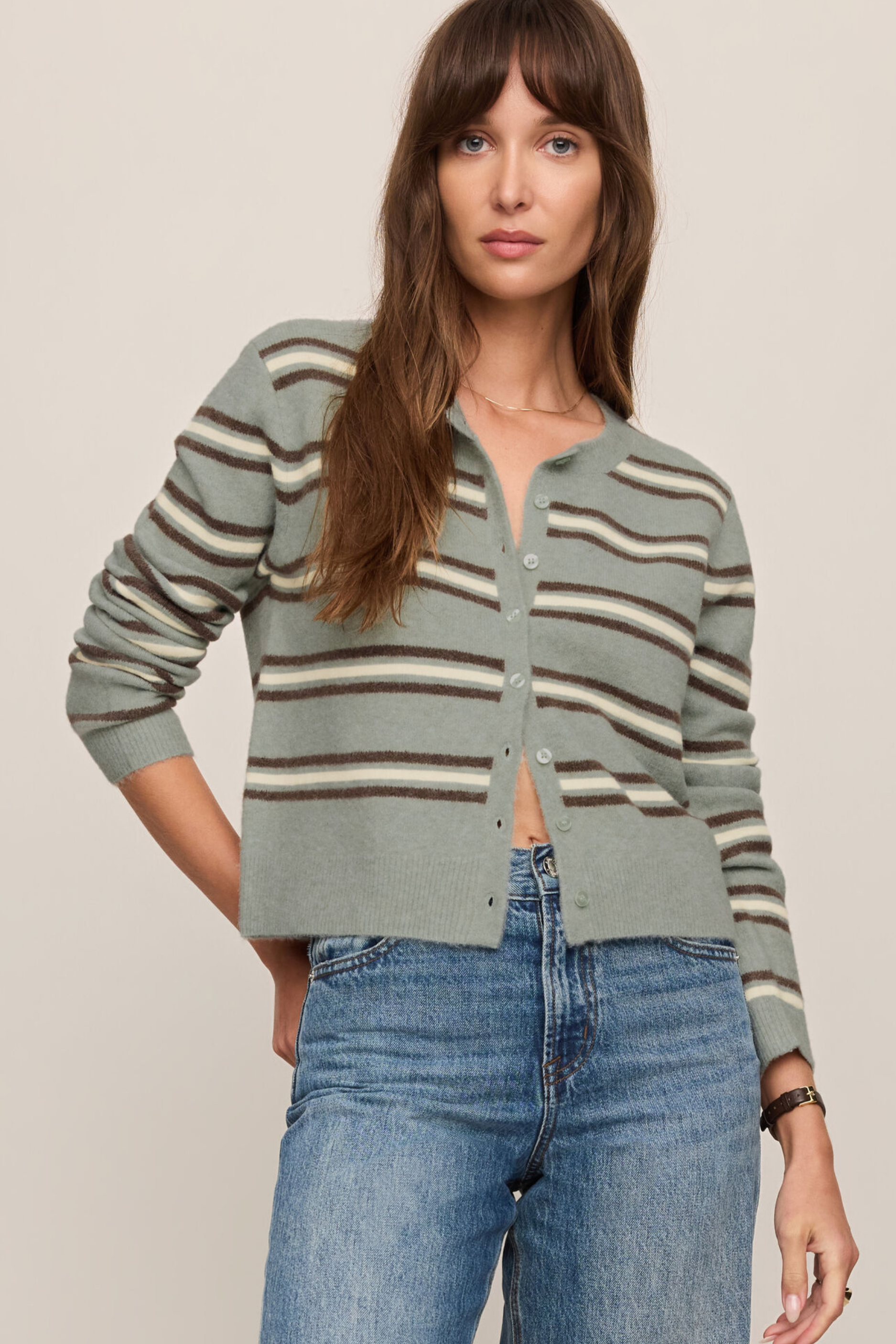 Z Supply Medina Stripe Cardigan - Aqua Cloud