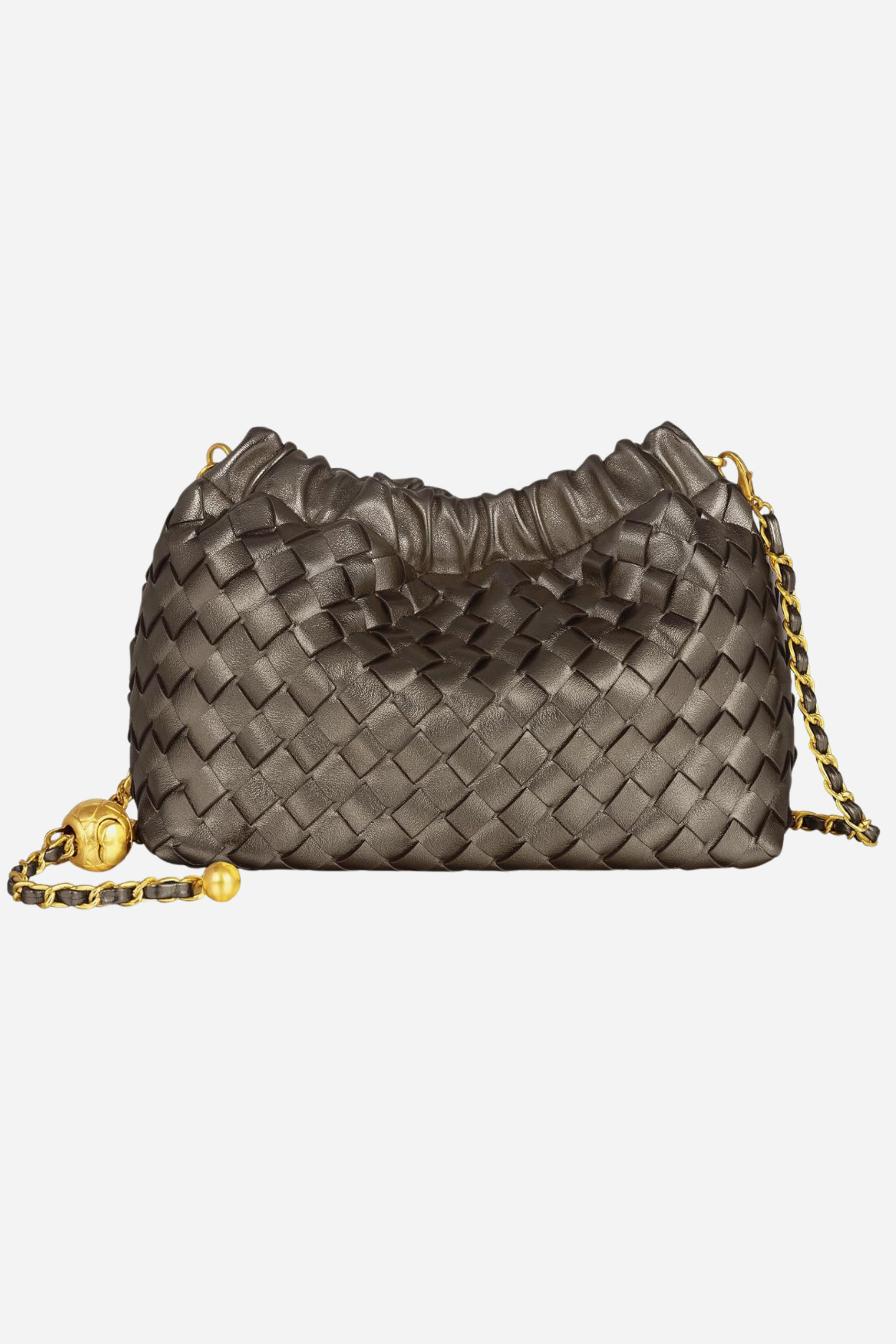 Cloud Woven Shoulder Bag - Metallic Taupe
