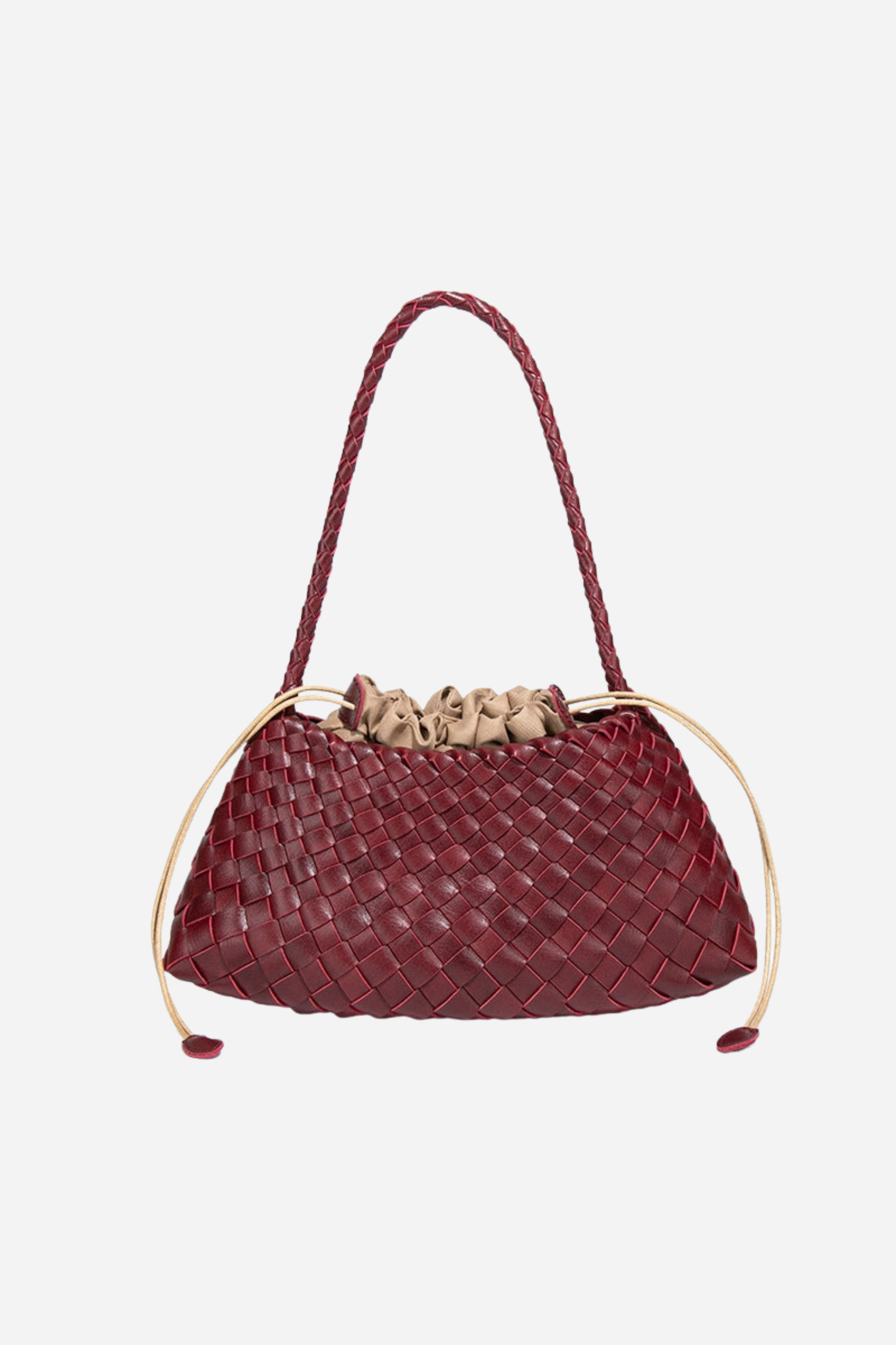 Vintage Woven Shoulder Bag - Wine