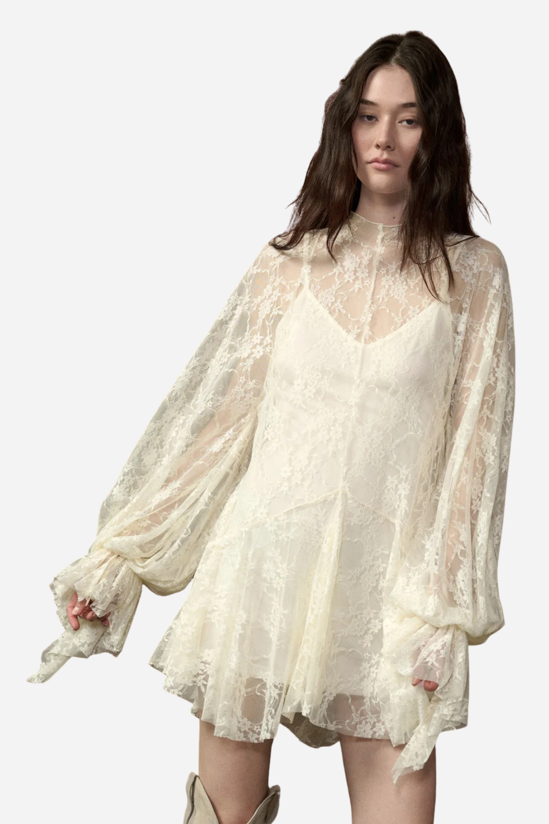 Floral Lace Layered Mini Dress