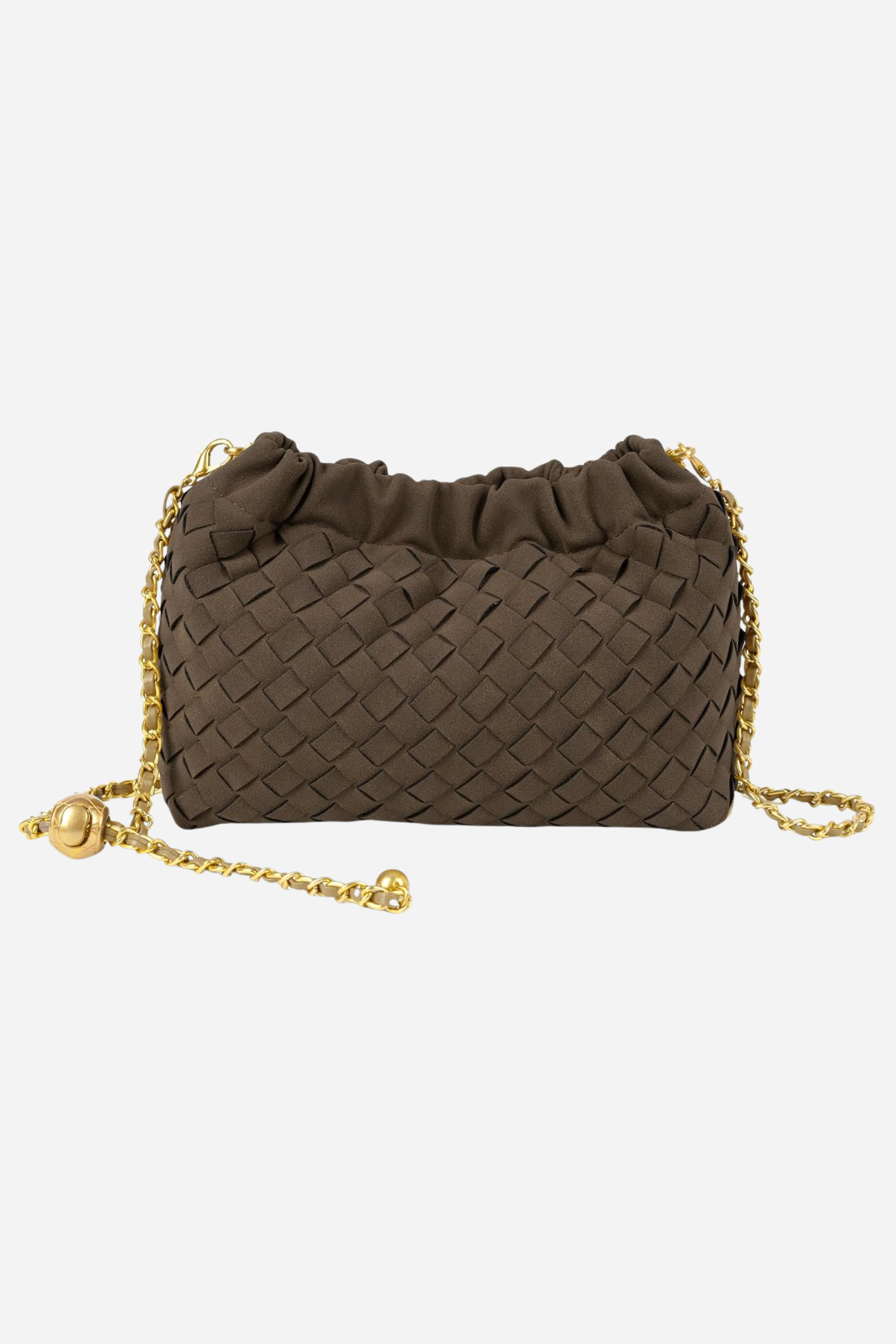 Cloud Woven Shoulder Bag - Chocolate Suede