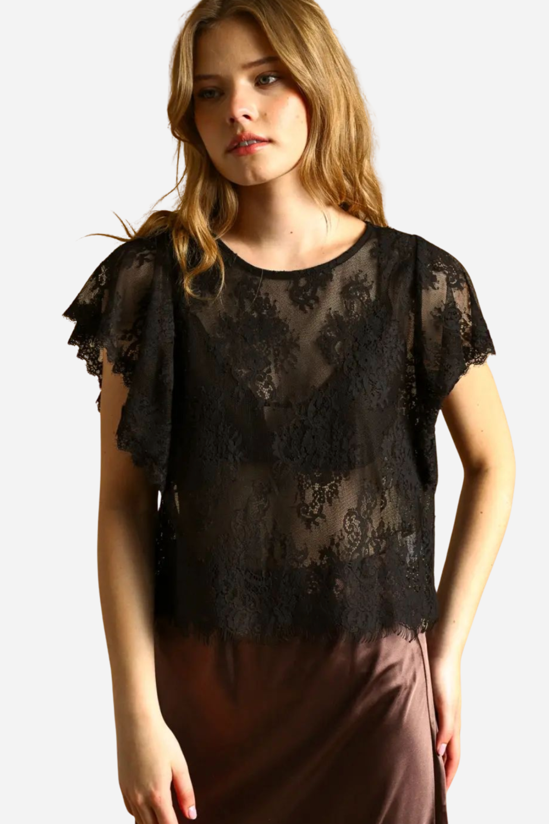 Lace Scalloped Top
