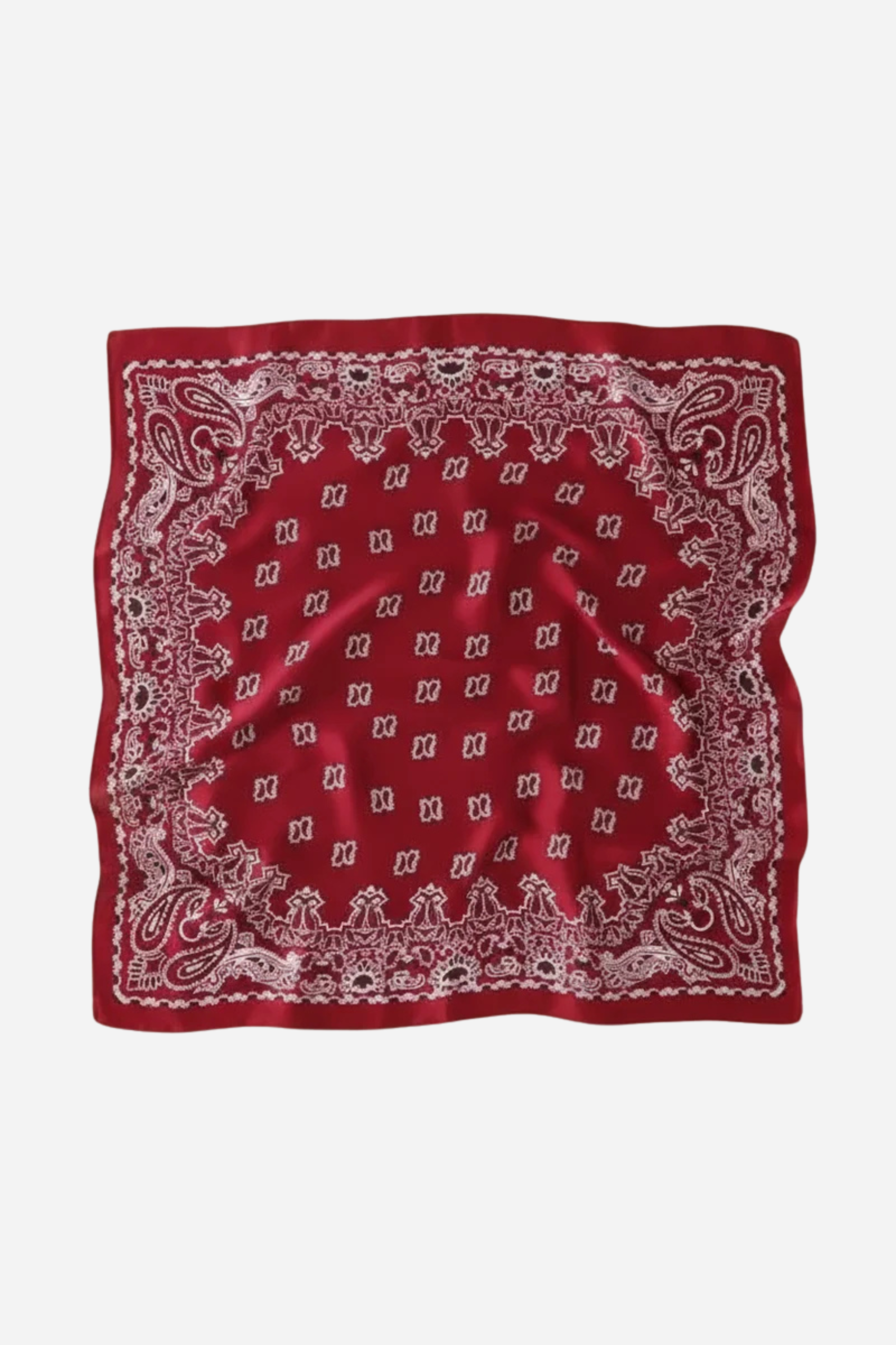 Vintage Paisley Silky Scarf - Deep Red
