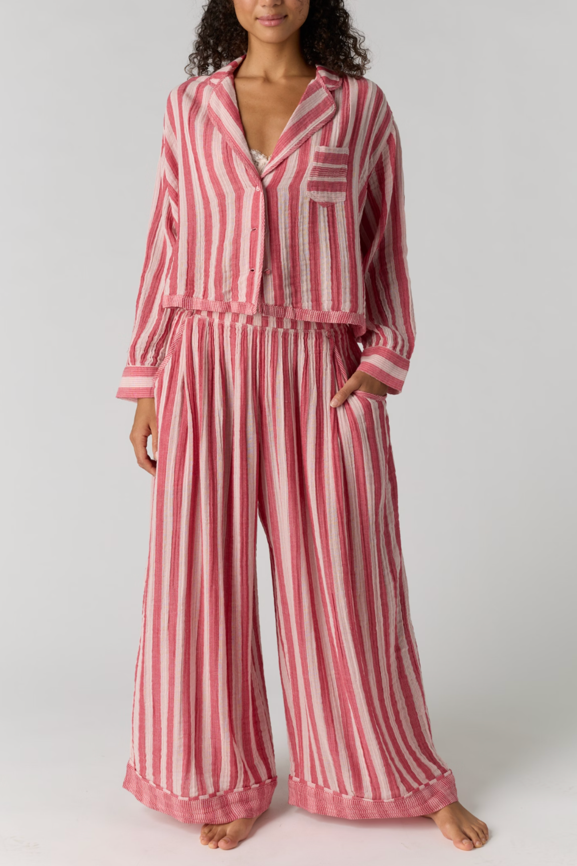 Free People - One And Done PJ Pant - Red Combo