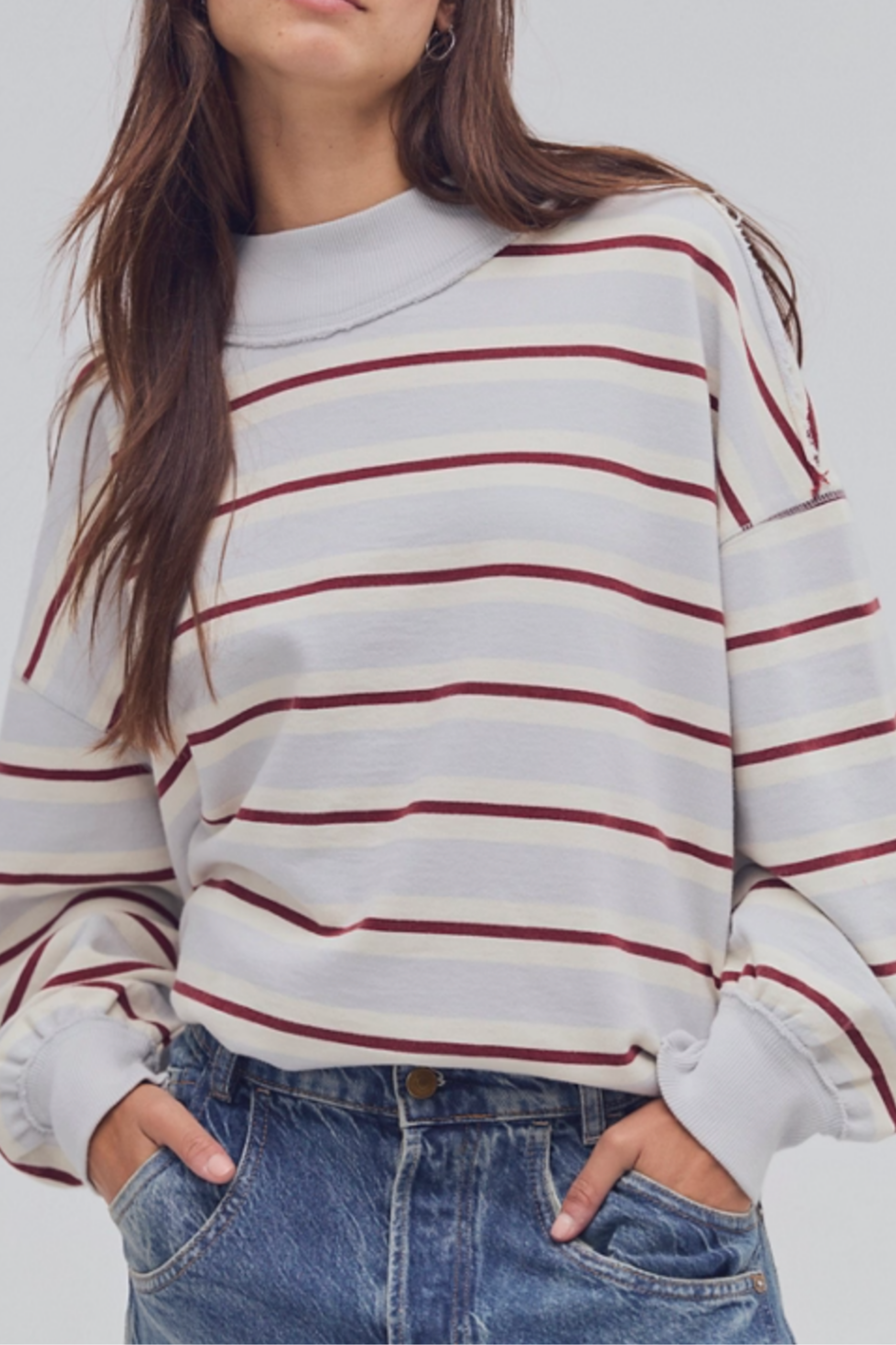 Free People - Palm Spring Striped Sweatshirt - Blue Combo