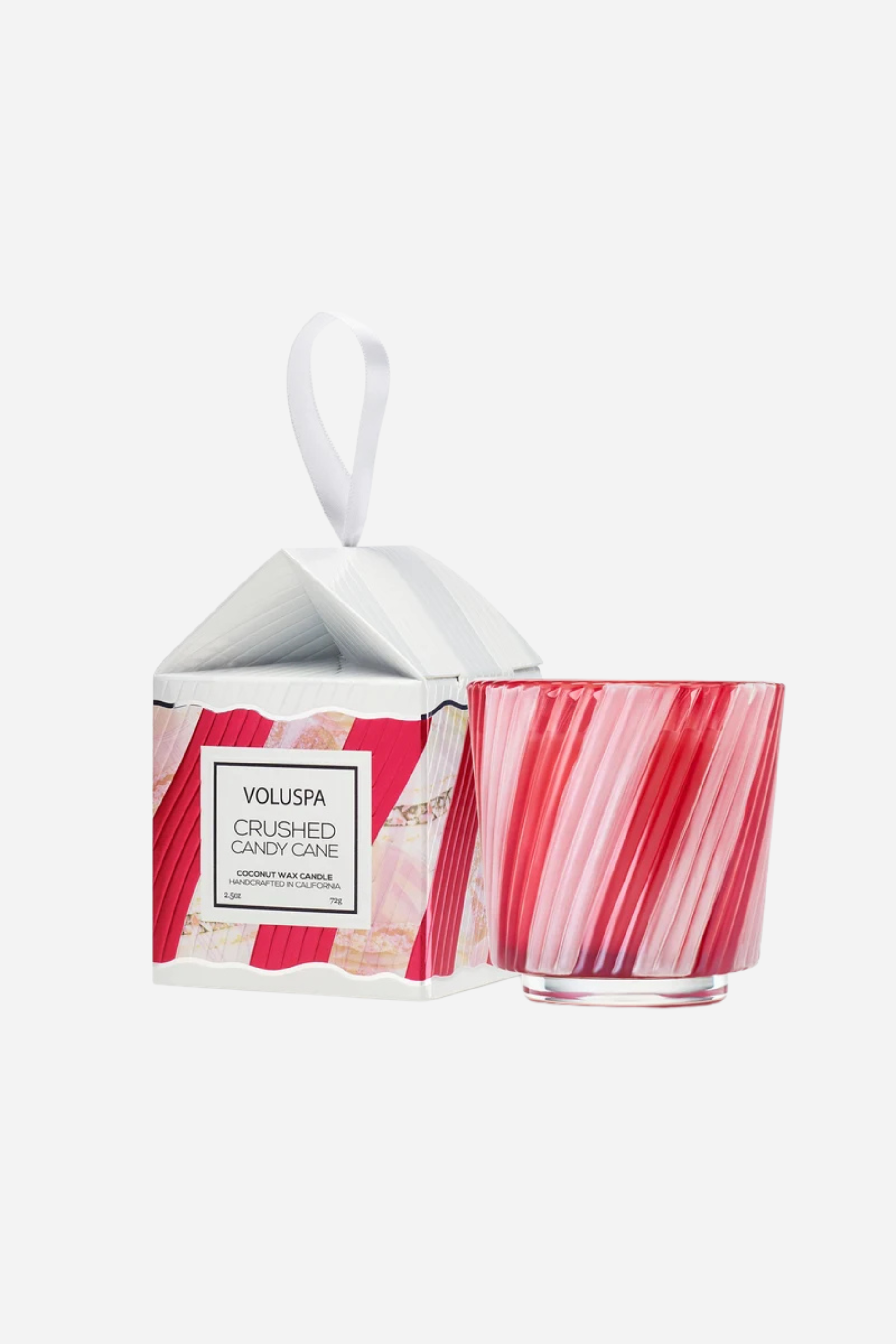 Voluspa Boxed Pedestal Ornament Candle - Crushed Candy Cane