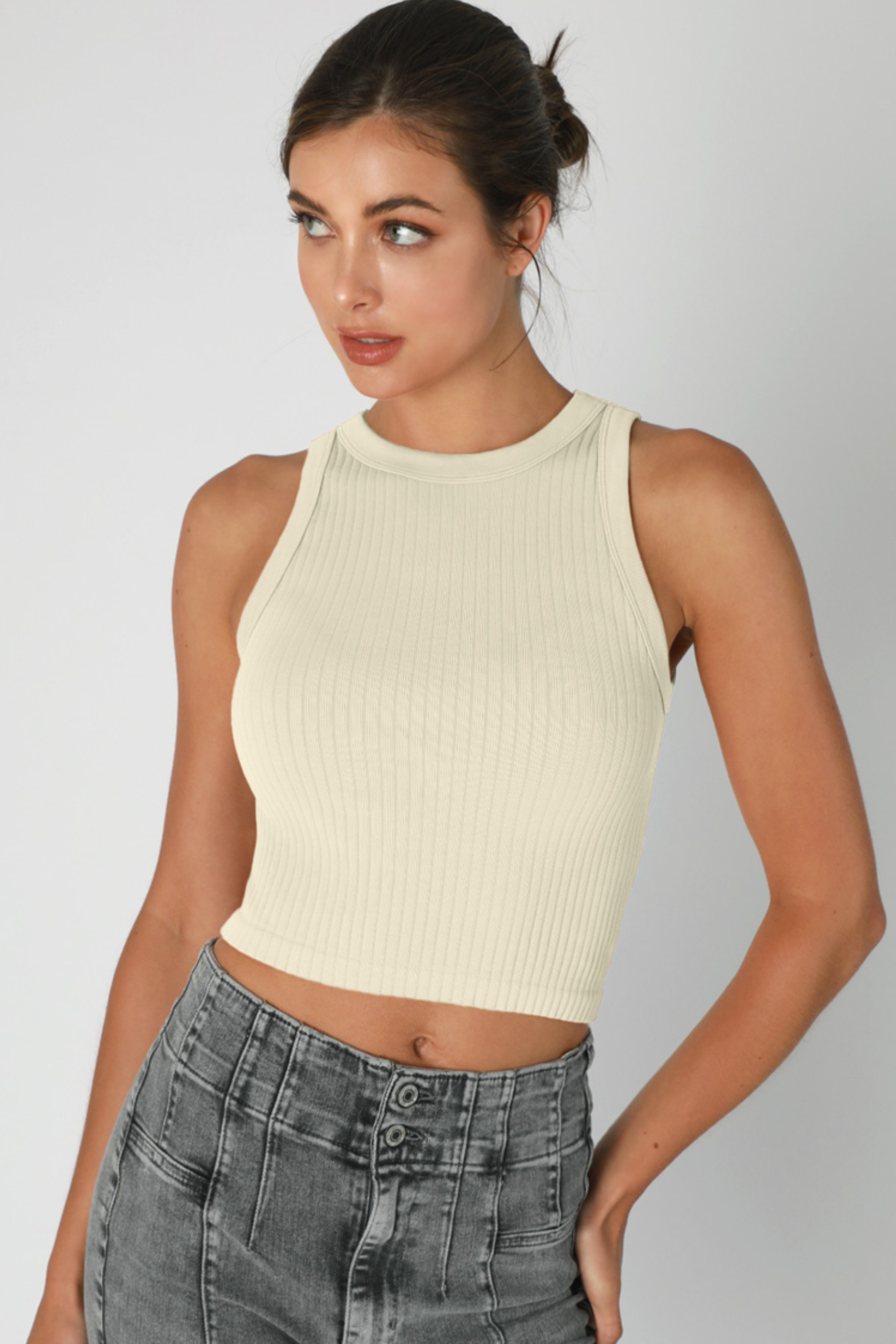 Wide Ribbed Tank Top - Butter Cream