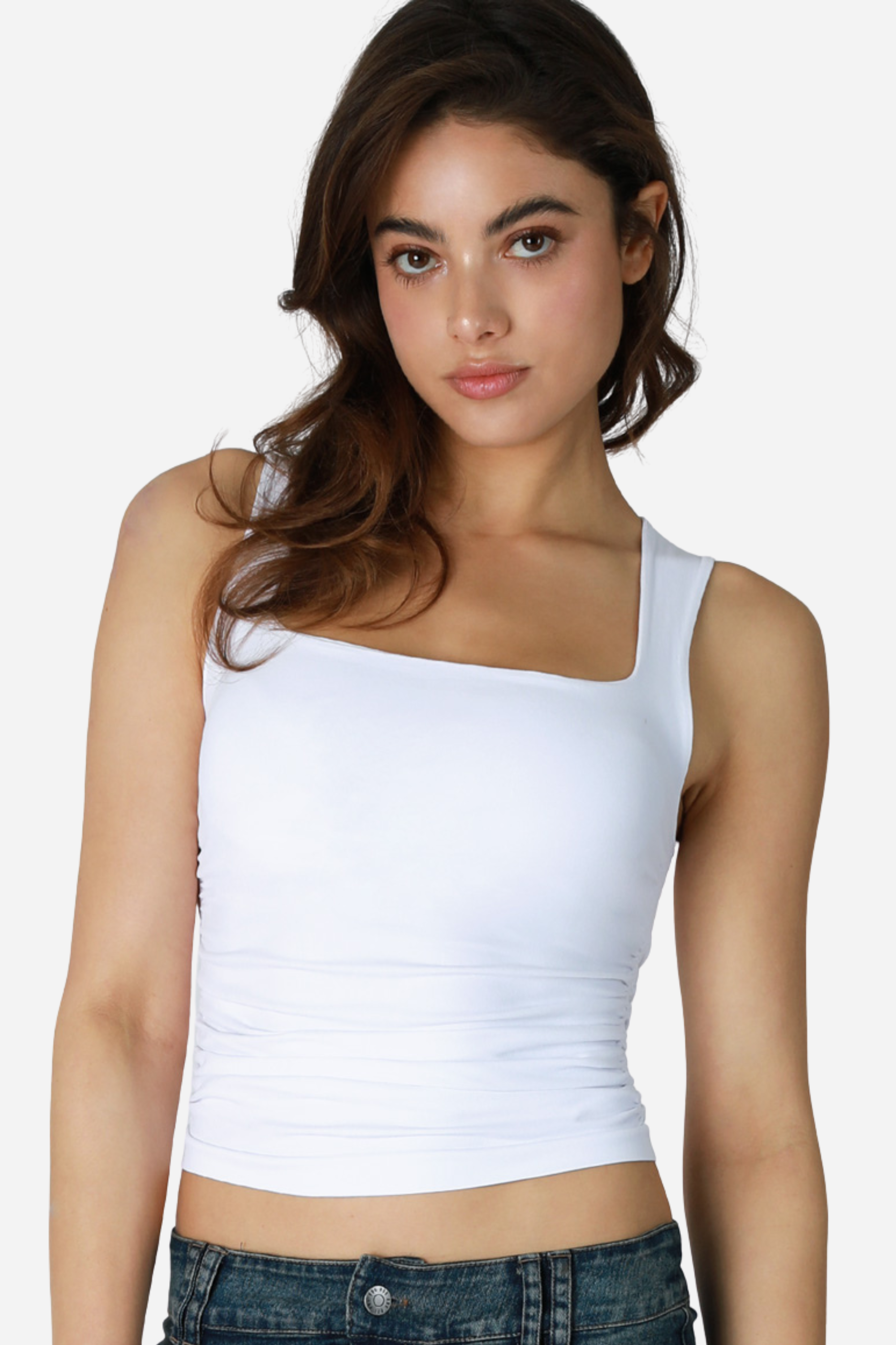 Clean Line Square Tank Top - White