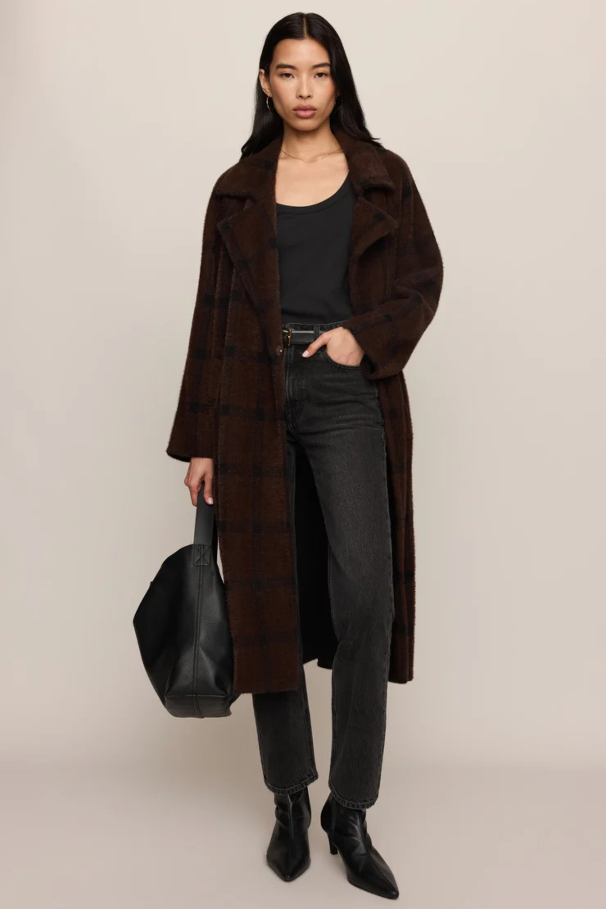 Z Supply - Crosby Plaid Cocoon Coat - Dark Chocolate