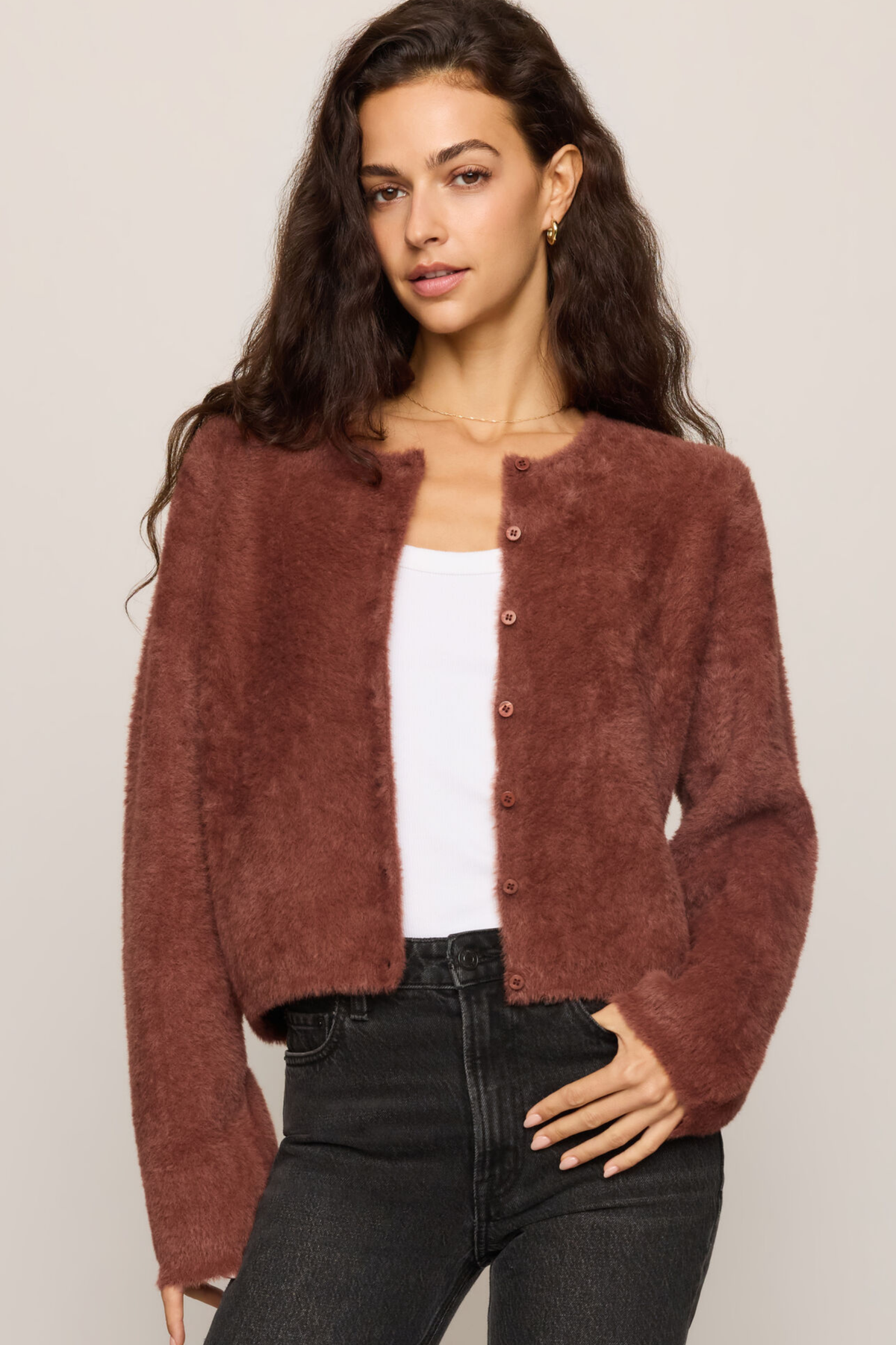 Z Supply - Winterglow Fluffy Cardigan - Dark Rosewood