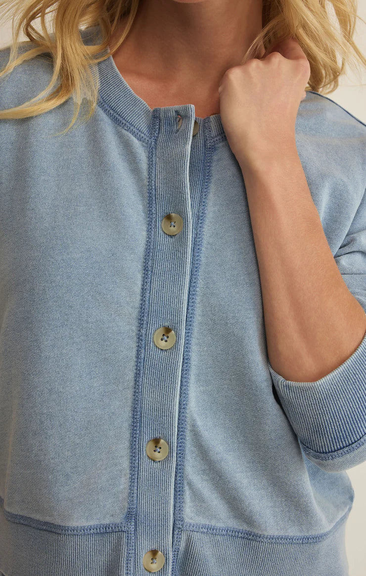 Z Supply Daily Knit Denim Cardigan - Ocean Air Indigo