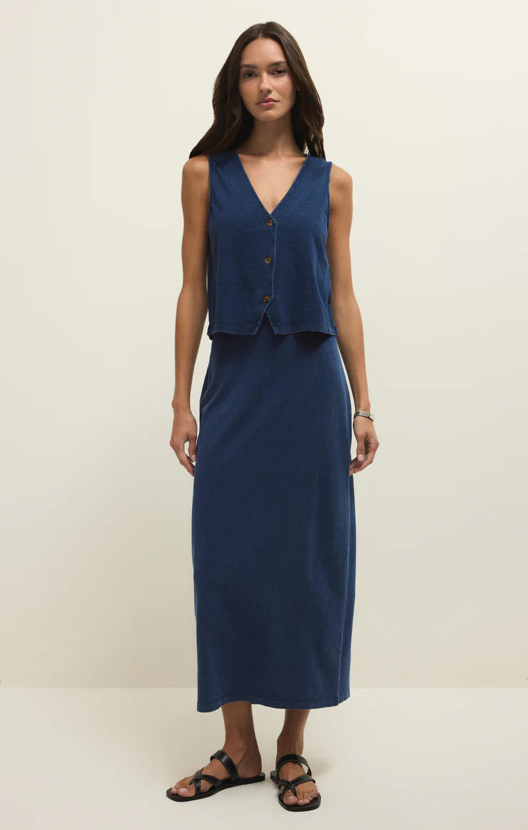 Z Supply Noelle Jersey Denim Top - Indigo