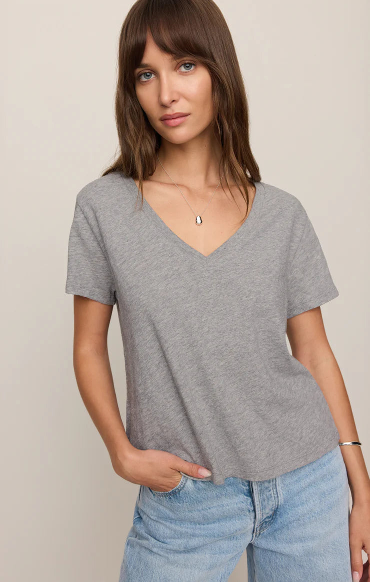 Z Supply Nomad V Neck Tee - Heather Grey