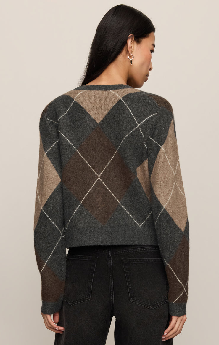 Z Supply - Medina Argyle Cardigan - Charcoal Heather