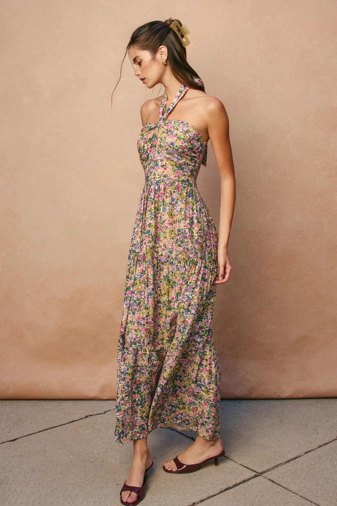 Morning Glory Halter Neck Maxi Dress