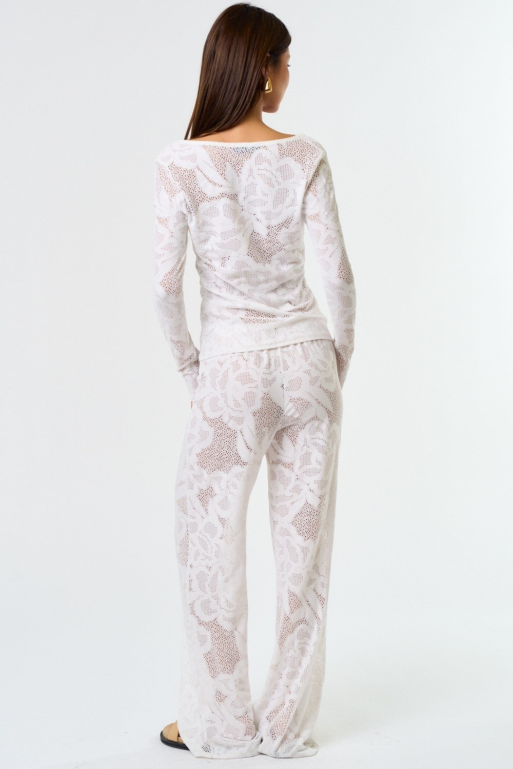Lace Cover Up Pants - White