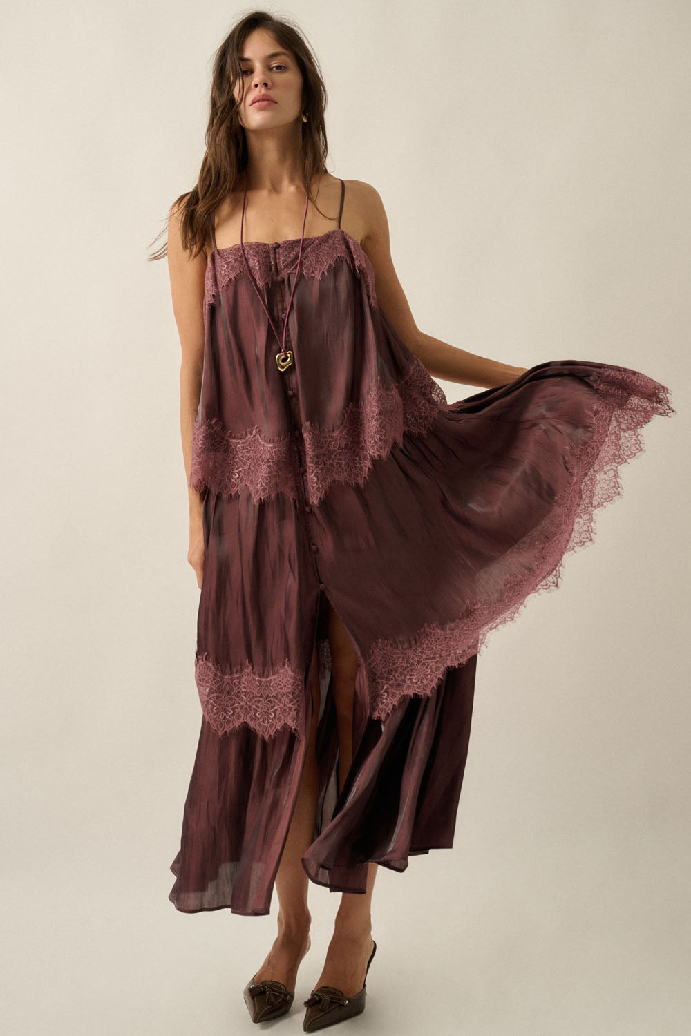 Shimmer Chiffon Maxi Slip Dress