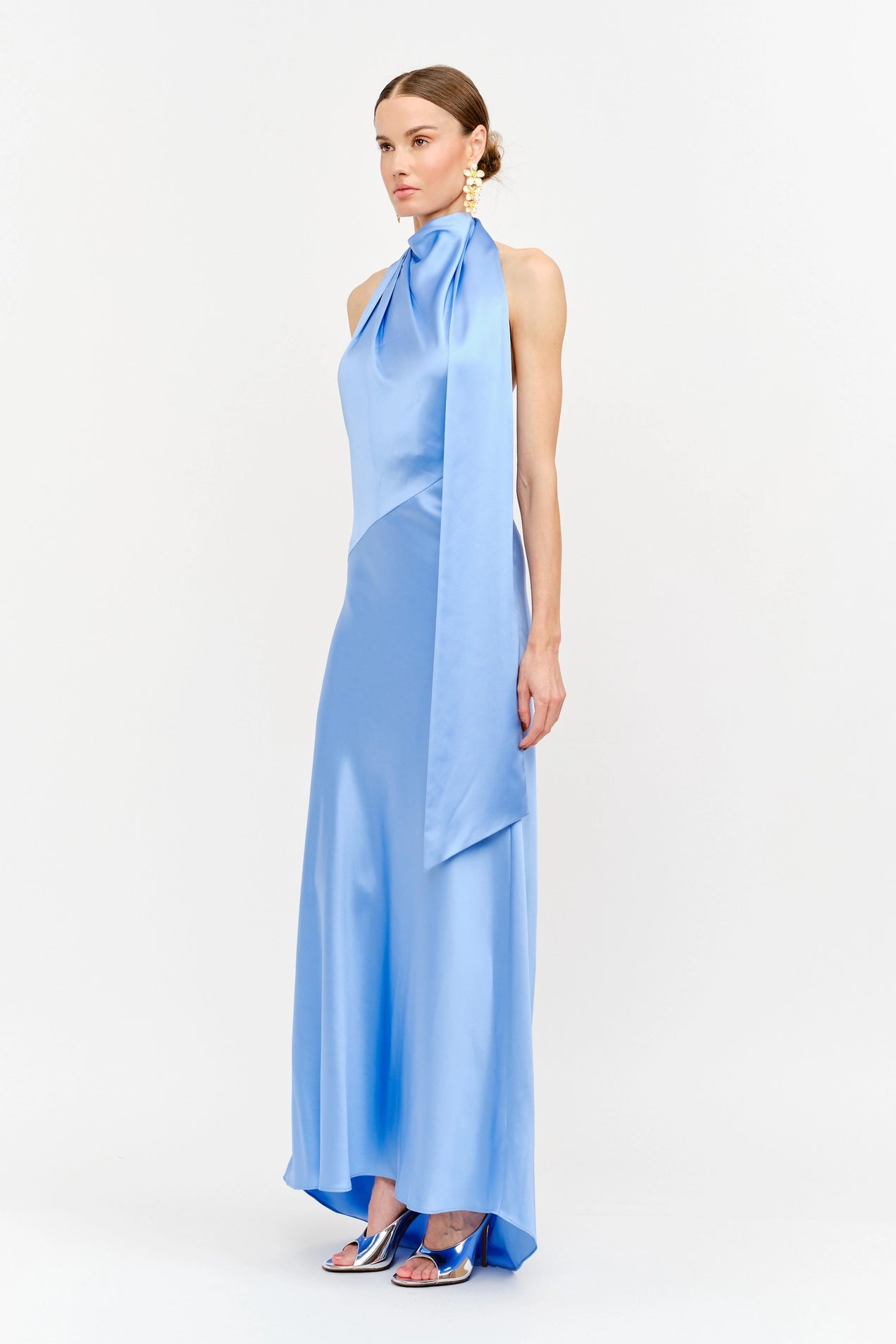 Posy Satin Halter Neck Dress