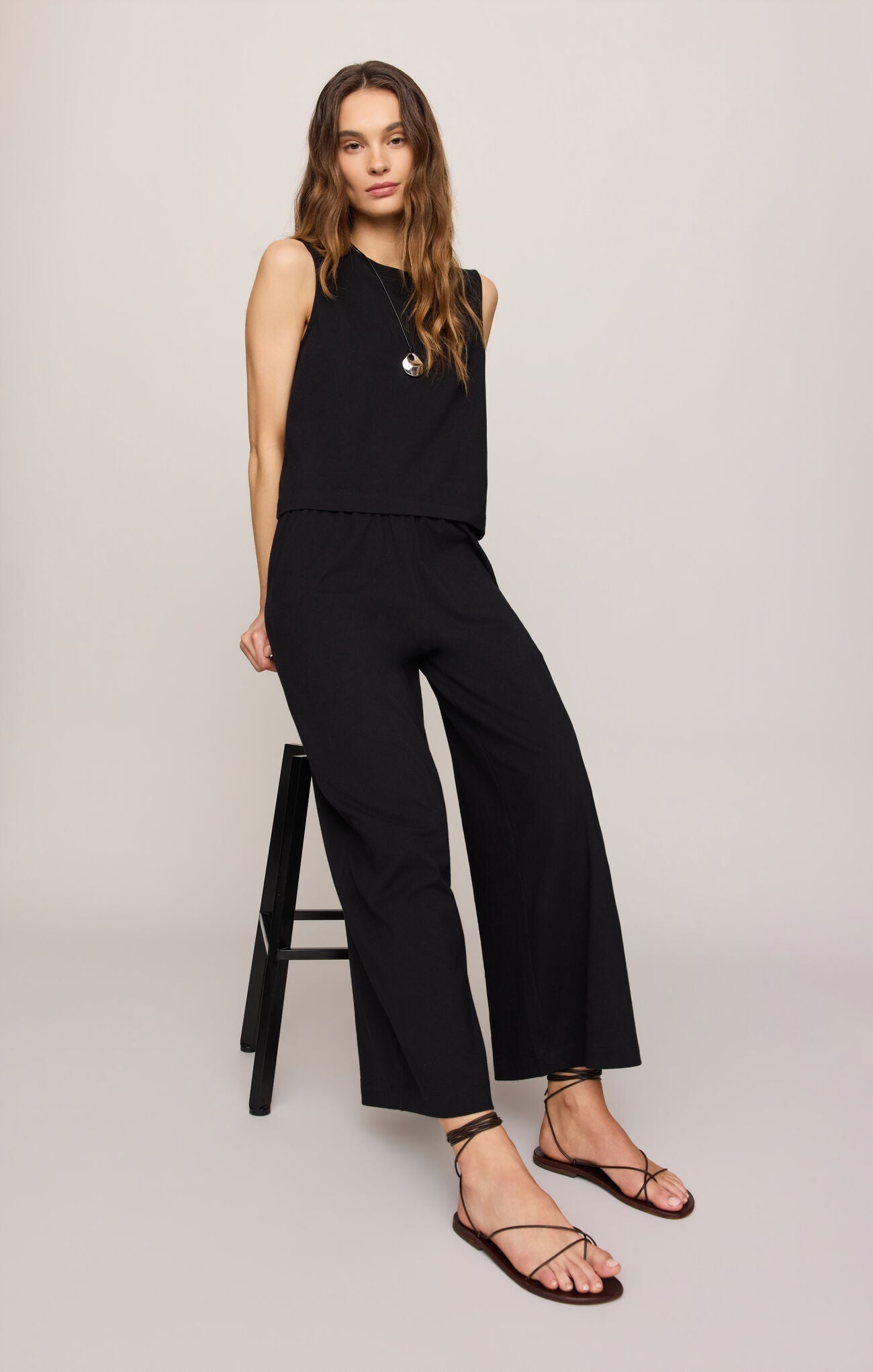 Z Supply Scout Jersey Crop Flare Pant - True Black