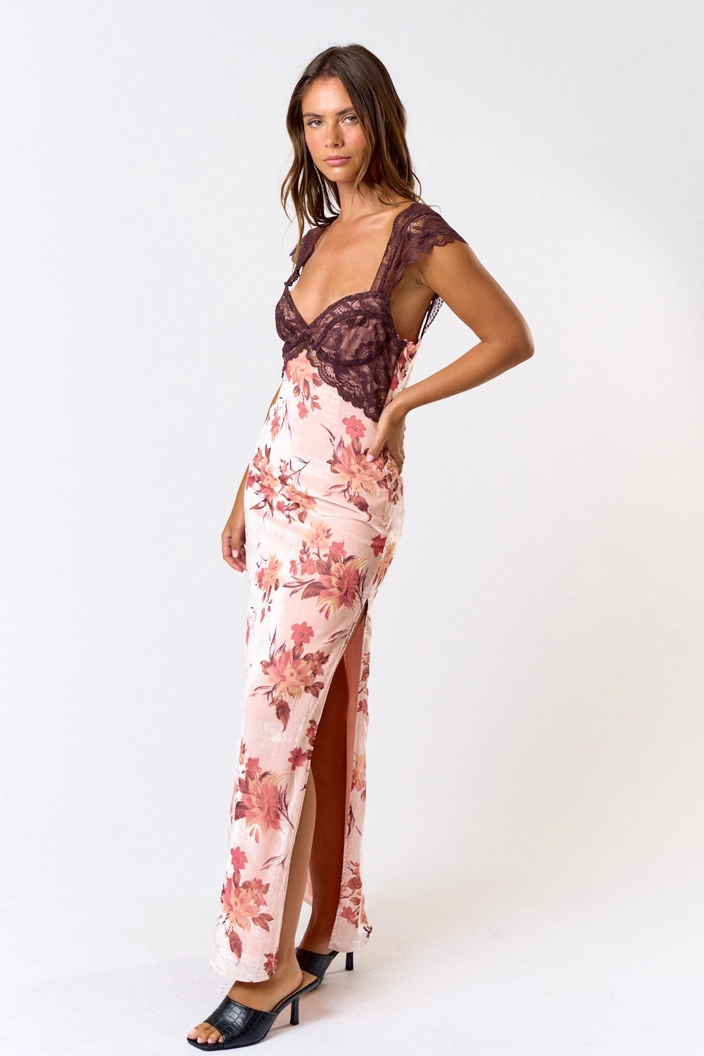 Anna Velvet Lace Maxi Dress