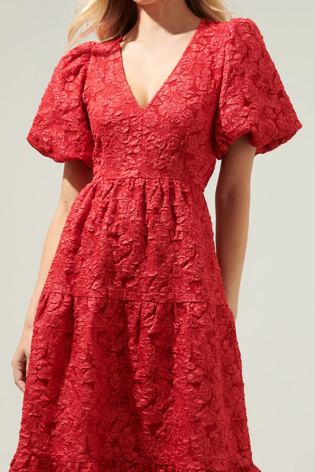 Arielle Jacquard Maxi Dress - Burgundy