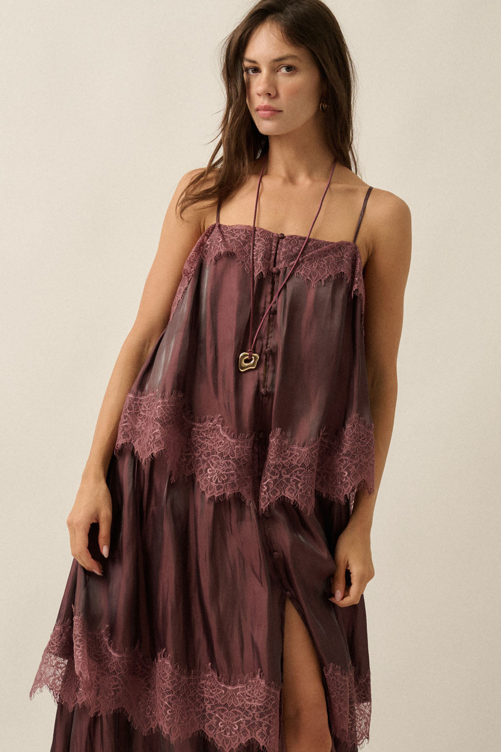 Shimmer Chiffon Maxi Slip Dress